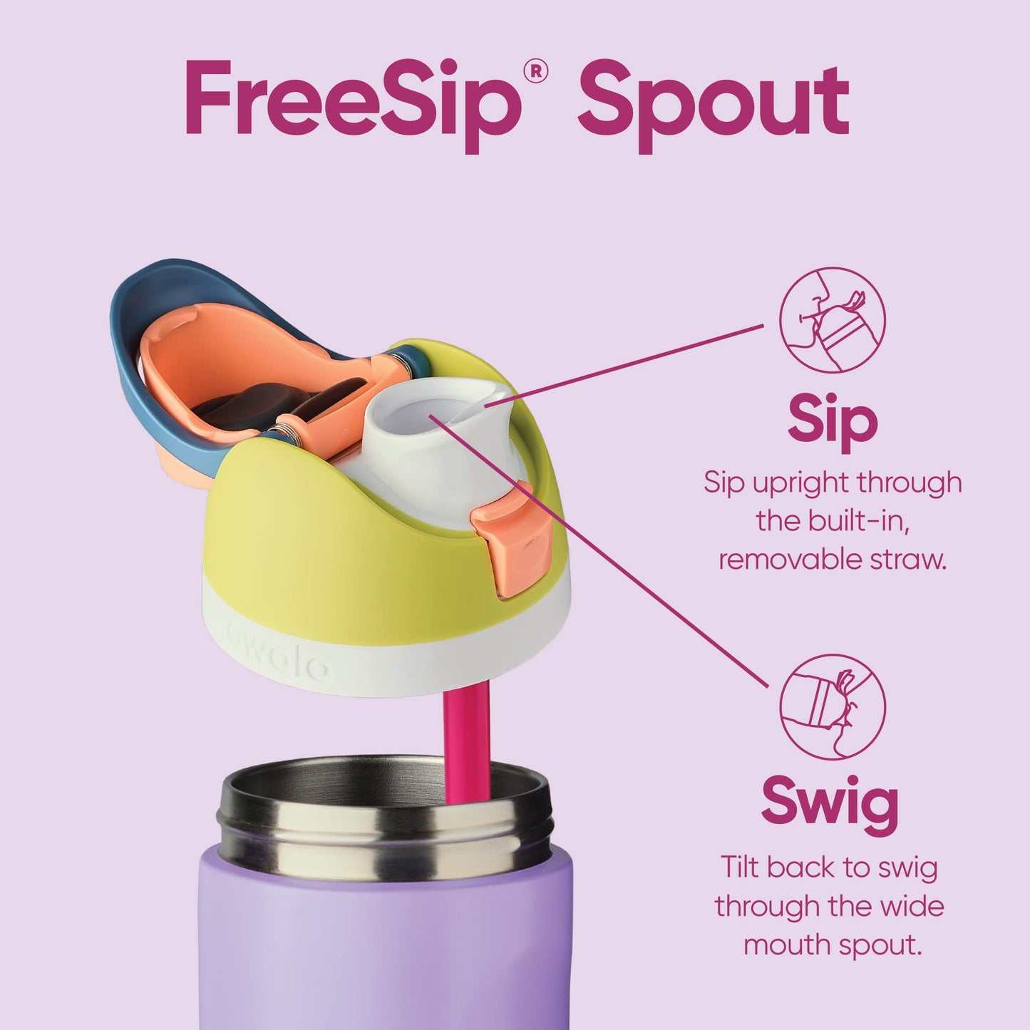 FreeSip Insulated Stainless Steel Water Bottle with Straw for Sports and Travel, BPA-Free, 24-oz, Shy Marshmallow