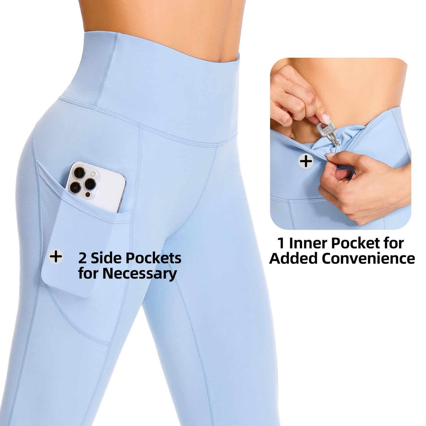 GymCope Leggings for Women with Tummy Control, 3 Pockets Yoga Pants, Non-See-Through Fabric for Yoga, Running, Gym
