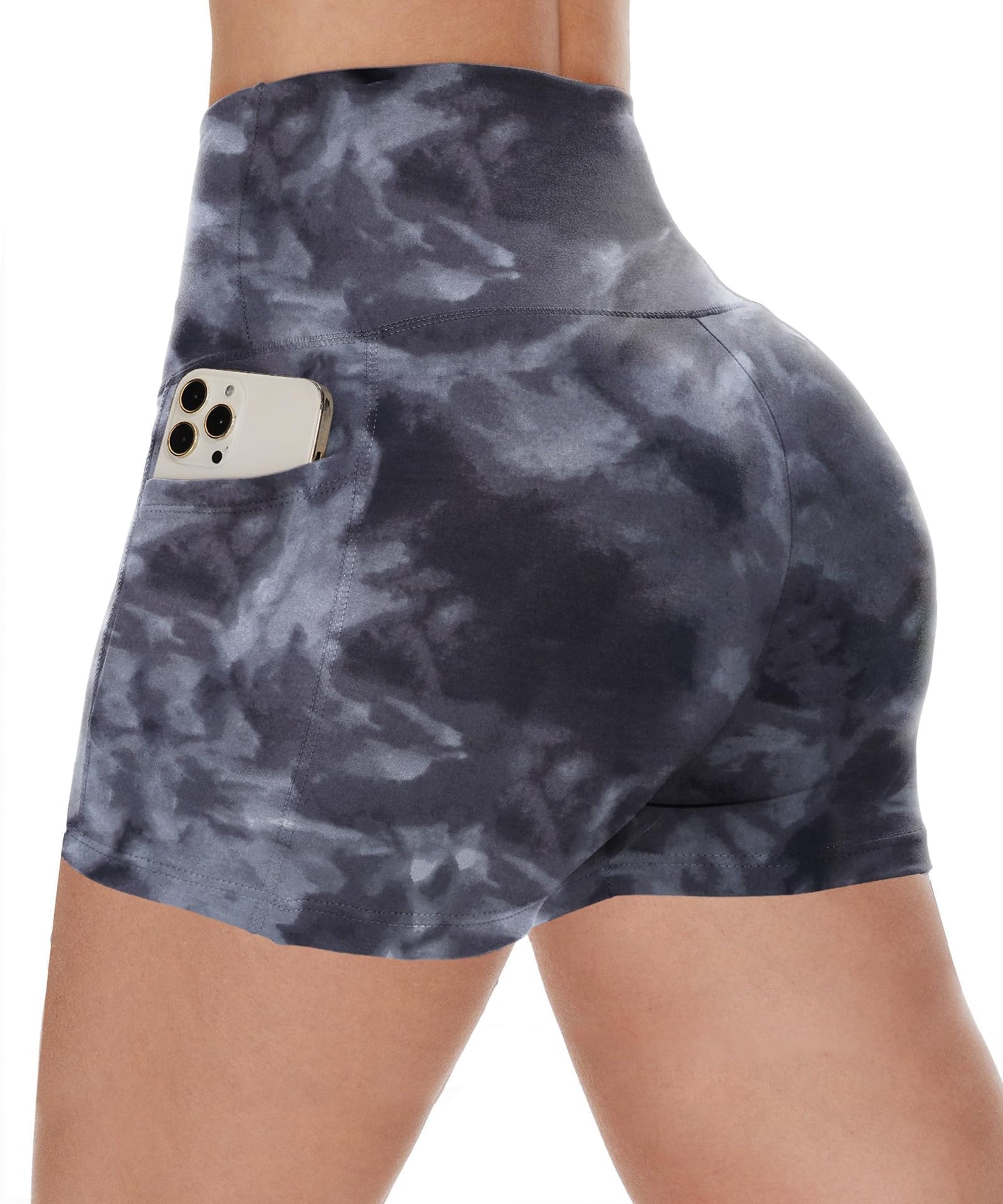 Workout Biker Shorts Women with Pockets - 3"/5" High Waisted Spandex Booty Tummy Control Gym Yoga Shorts