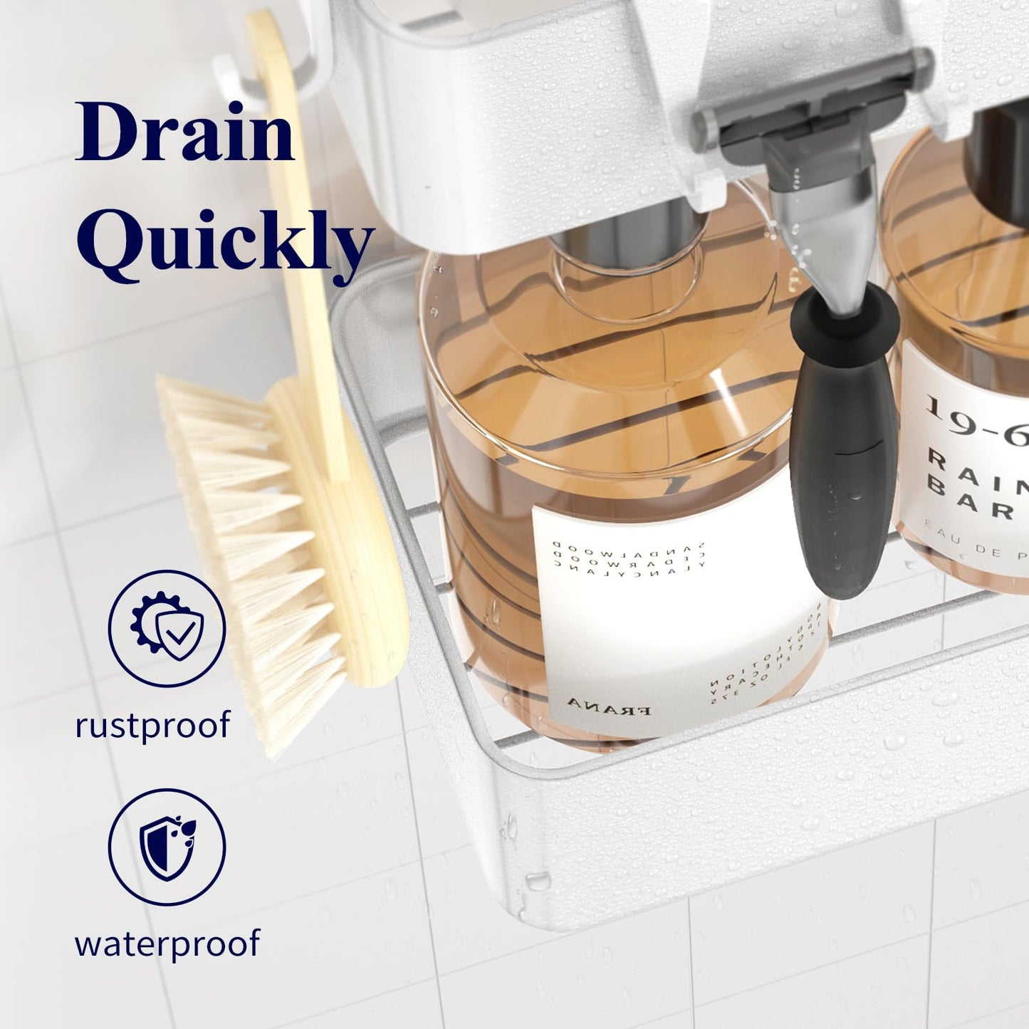 Kitsure Large Shower Caddy - 2 Pack Adhesive Shower Organizer, Drill-Free Shower Shelves for Inside Shower, Rustproof Bathroom Shelf Shower Shelf for Bathroom, Black