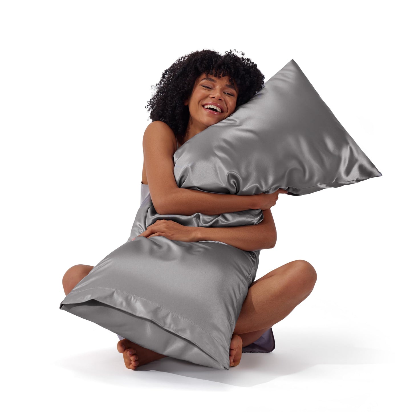 Bedsure Satin Pillow Case Queen Size 2 Pack - Similar to Silk Pillow Cases, Silky Pillowcase Covers for Hair and Skin with Envelope Closure, Gifts for Women Men, Grey, 20x30 Inches