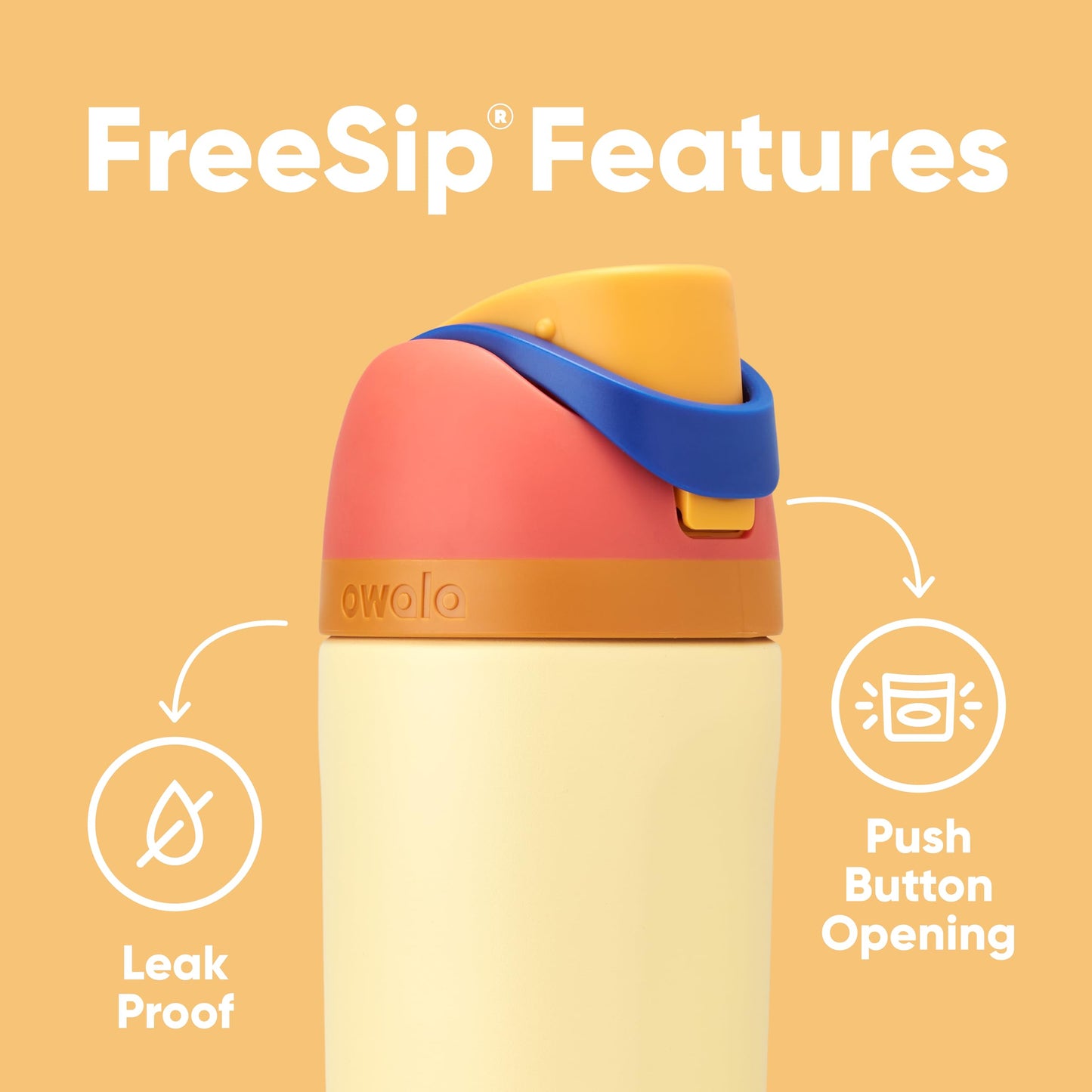 FreeSip Insulated Stainless Steel Water Bottle with Straw for Sports and Travel, BPA-Free, 24-oz, Shy Marshmallow