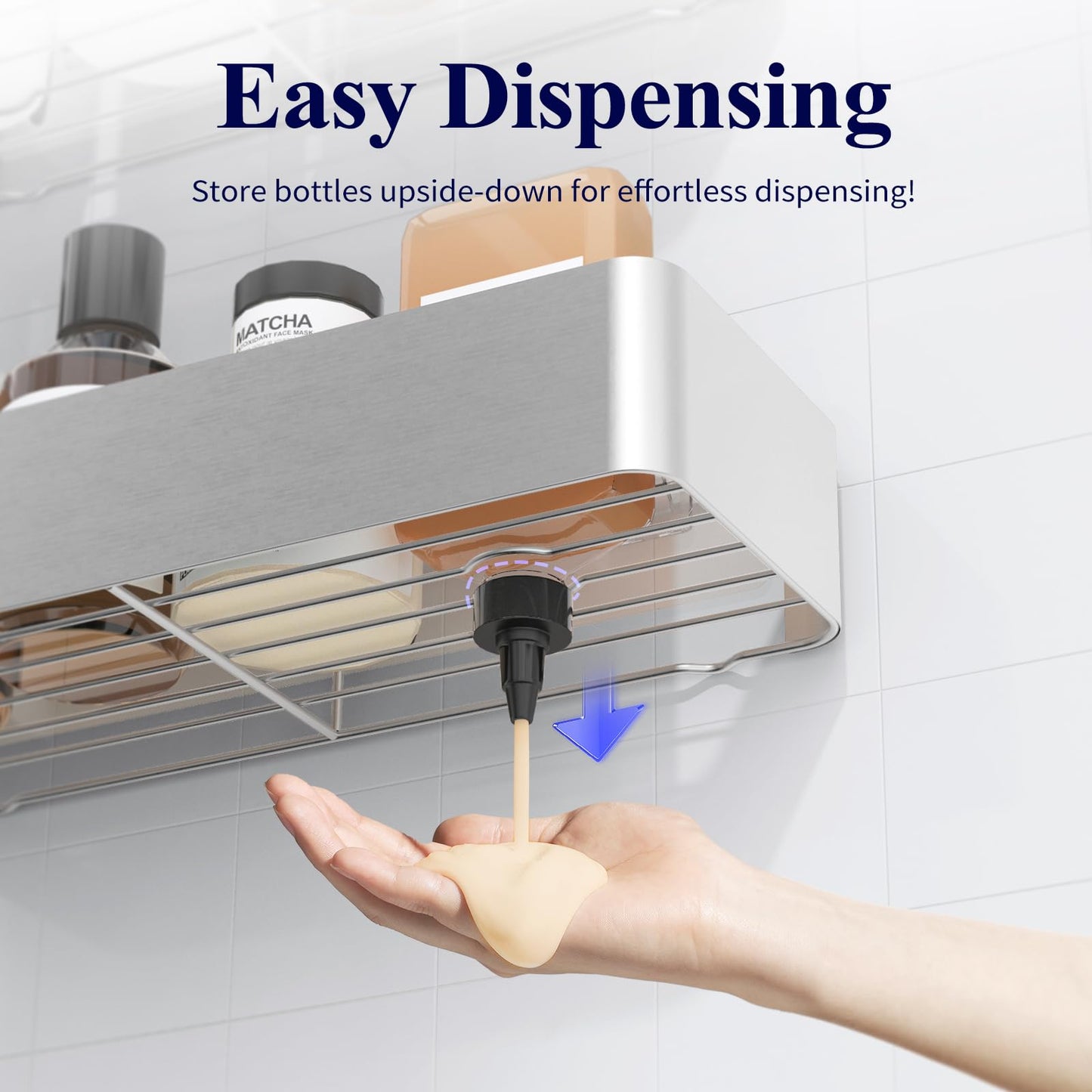 Kitsure Large Shower Caddy - 2 Pack Adhesive Shower Organizer, Drill-Free Shower Shelves for Inside Shower, Rustproof Bathroom Shelf Shower Shelf for Bathroom, Black