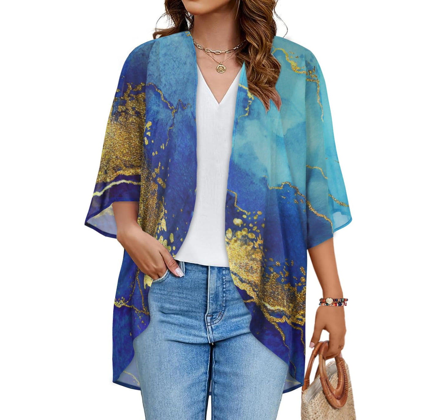 CHICALLURE Womens Summer Tops Kimono Cardigan Floral Beach Cover up Casual Jackets Shirts