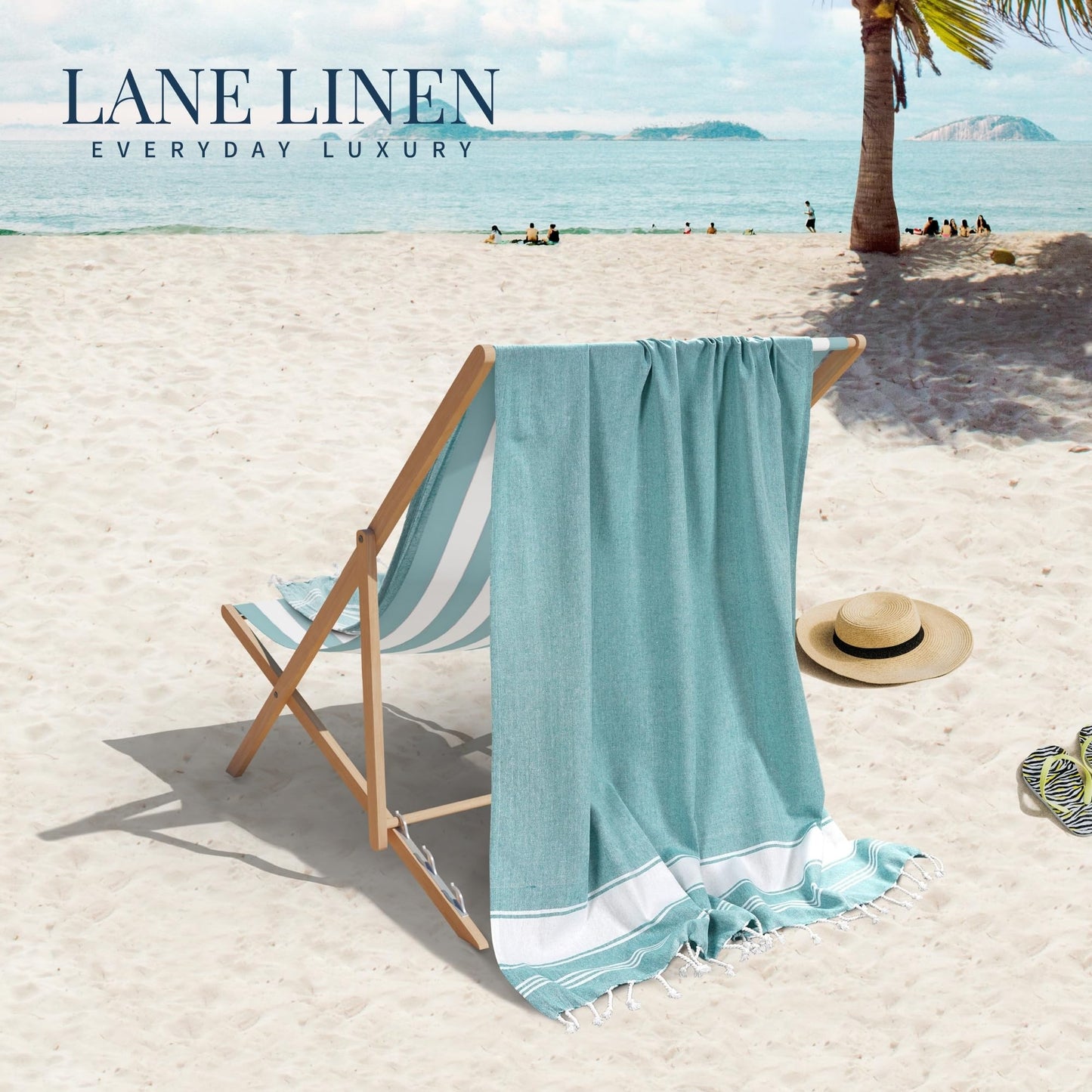 Lane Linen Beach Towels 6 Pack, Oversized Beach Towel, Pre-Washed Large Beach Towel, Stylish Pool Towels for Adults, Quick Dry Beach Towel, Lightweight Travel Towel, 39"x71" - Multi Colors
