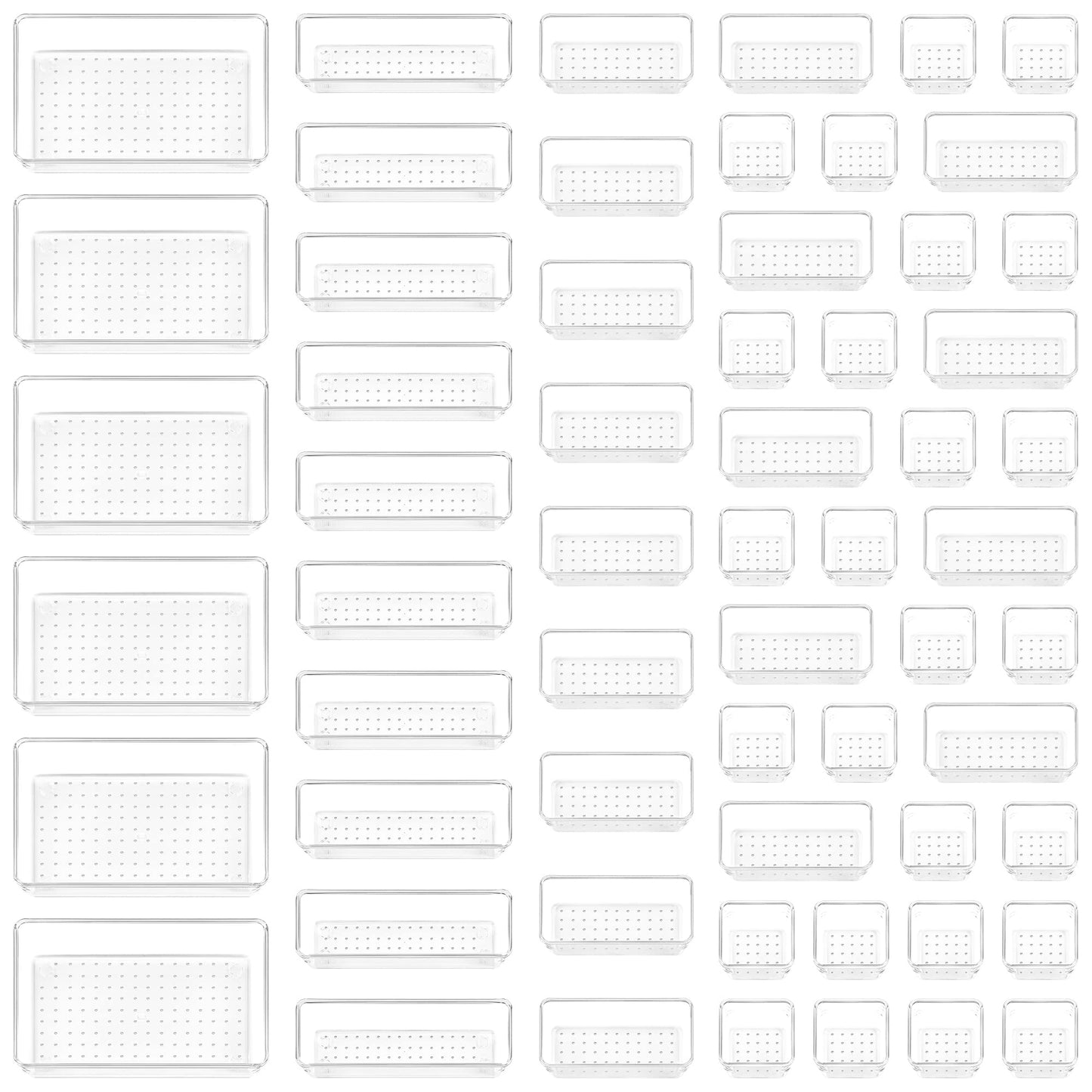 Vtopmart 25 PCS Plastic Clear Drawer Organizer, Acrylic Desk Drawer organizers, Organization and Storage for Makeup, Bathroom, Office, kitchen, Bedroom