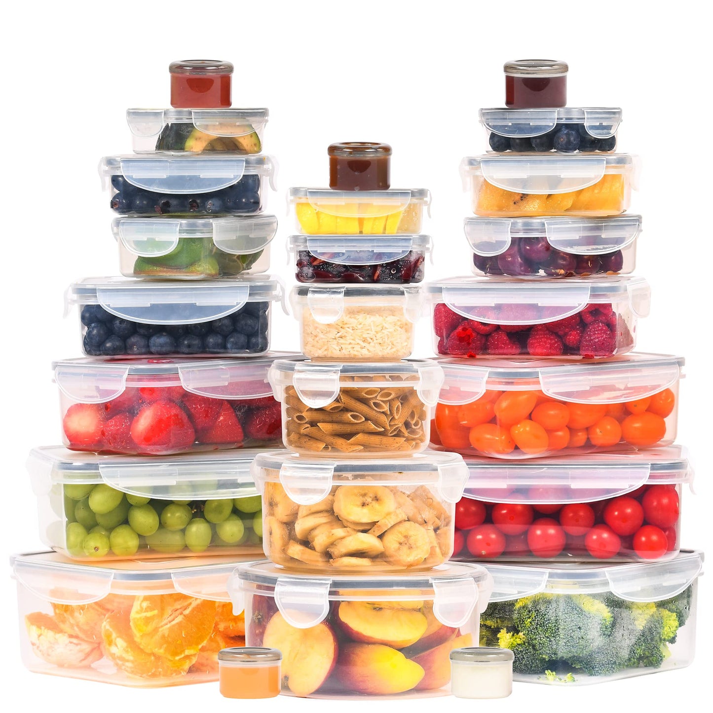 50 Pcs Large Food Storage Containers with Lids Airtight-85 oz to Sauces Box-Total 526Oz Stackable Kitchen Bowls Set Meal Prep Containers-BPA Free Leak proof Plastic Freezer Microwave safe