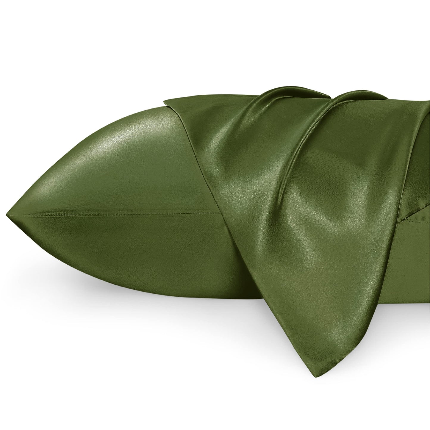 Bedsure Satin Pillow Case Queen Size 2 Pack - Similar to Silk Pillow Cases, Silky Pillowcase Covers for Hair and Skin with Envelope Closure, Gifts for Women Men, Grey, 20x30 Inches