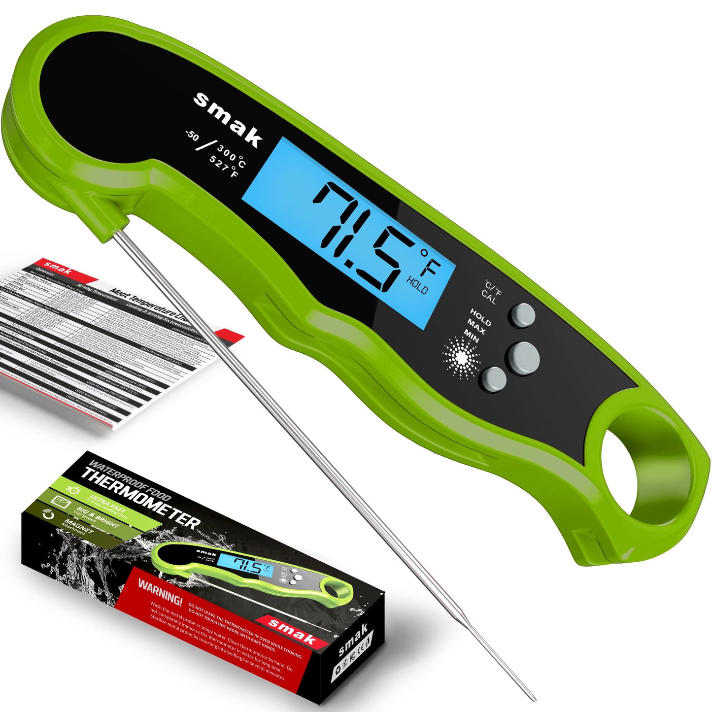Digital Instant Read Meat Thermometer - Waterproof Kitchen Food Cooking Thermometer with Backlight LCD - Best Super Fast Electric Meat Thermometer Probe for BBQ Grilling Smoker Baking Turkey