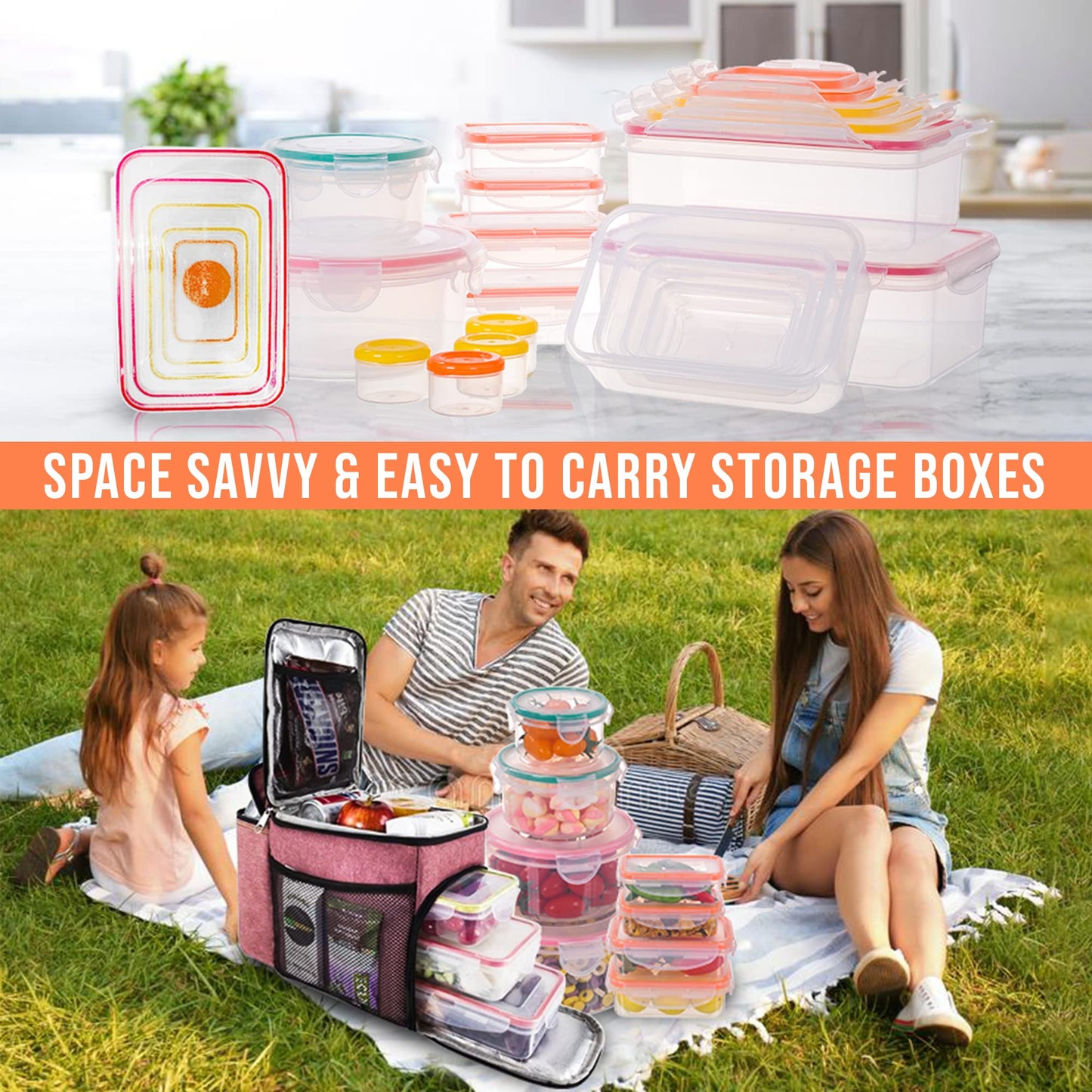 50 Pcs Large Food Storage Containers with Lids Airtight-85 oz to Sauces Box-Total 526Oz Stackable Kitchen Bowls Set Meal Prep Containers-BPA Free Leak proof Plastic Freezer Microwave safe