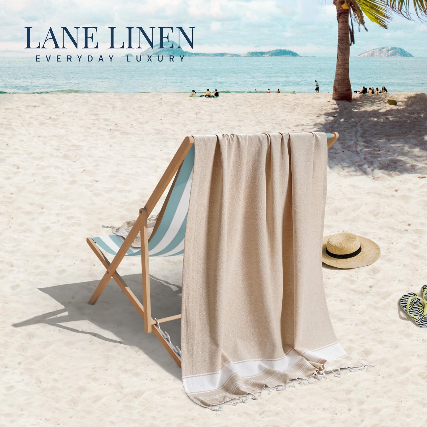 Lane Linen Beach Towels 6 Pack, Oversized Beach Towel, Pre-Washed Large Beach Towel, Stylish Pool Towels for Adults, Quick Dry Beach Towel, Lightweight Travel Towel, 39"x71" - Multi Colors