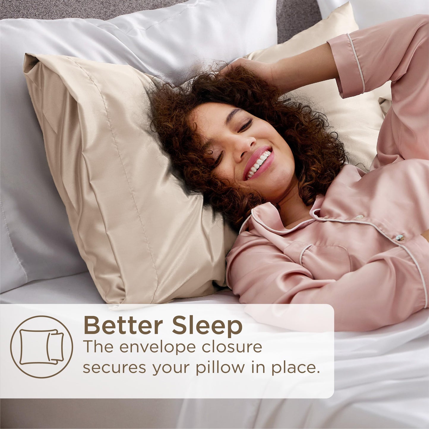 Bedsure Satin Pillow Case Queen Size 2 Pack - Similar to Silk Pillow Cases, Silky Pillowcase Covers for Hair and Skin with Envelope Closure, Gifts for Women Men, Grey, 20x30 Inches