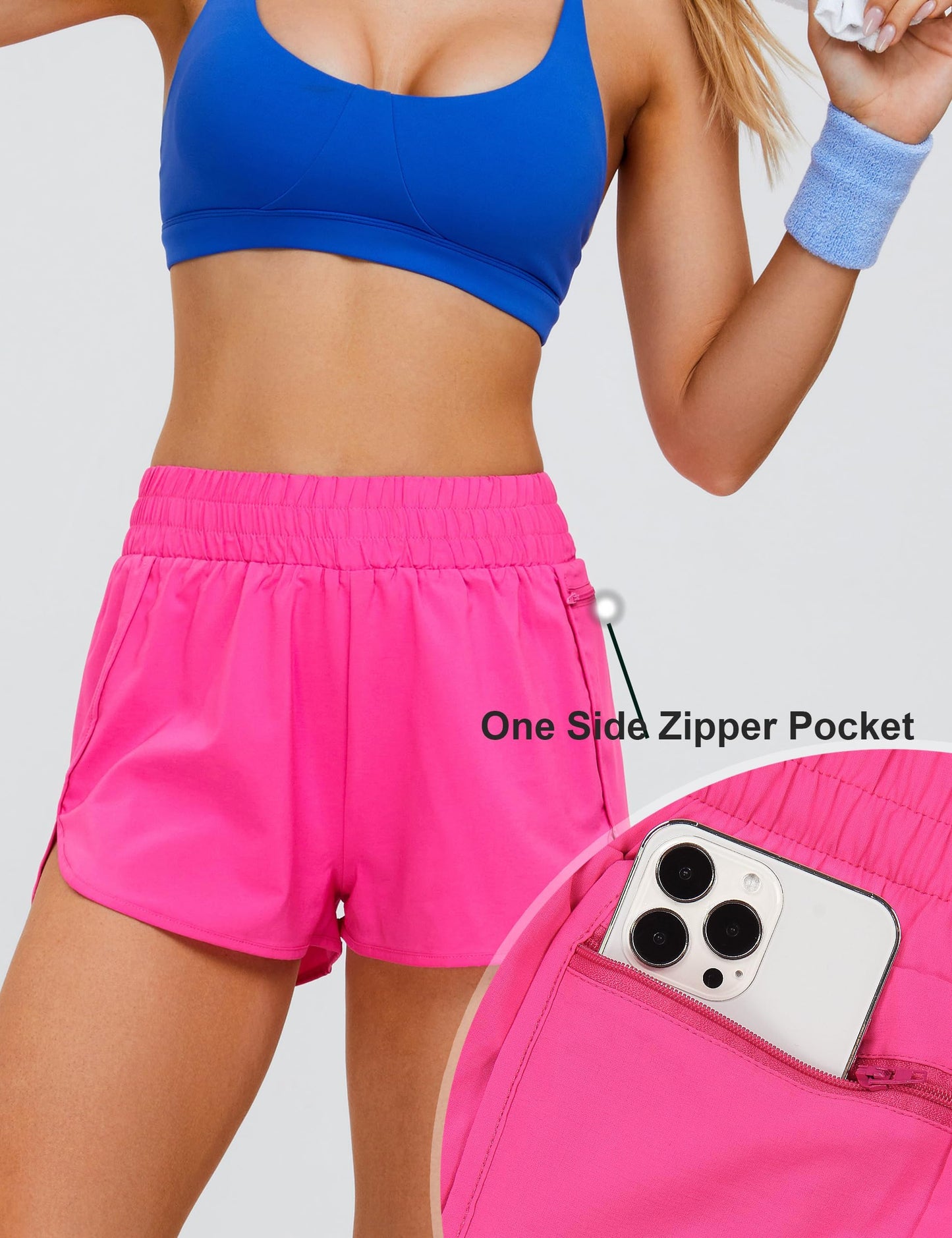 Women's Quick-Dry Running Shorts Workout Sport Layer Active Shorts with Pockets 1.75
