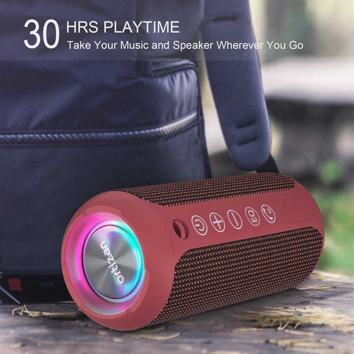 Ortizan Portable Bluetooth Speaker, IPX7 Waterproof Wireless Speaker with 24W Loud Stereo Sound, Outdoor Speakers with Bluetooth 5.0, 30H Playtime,66ft Bluetooth Range, Dual Pairing for Home