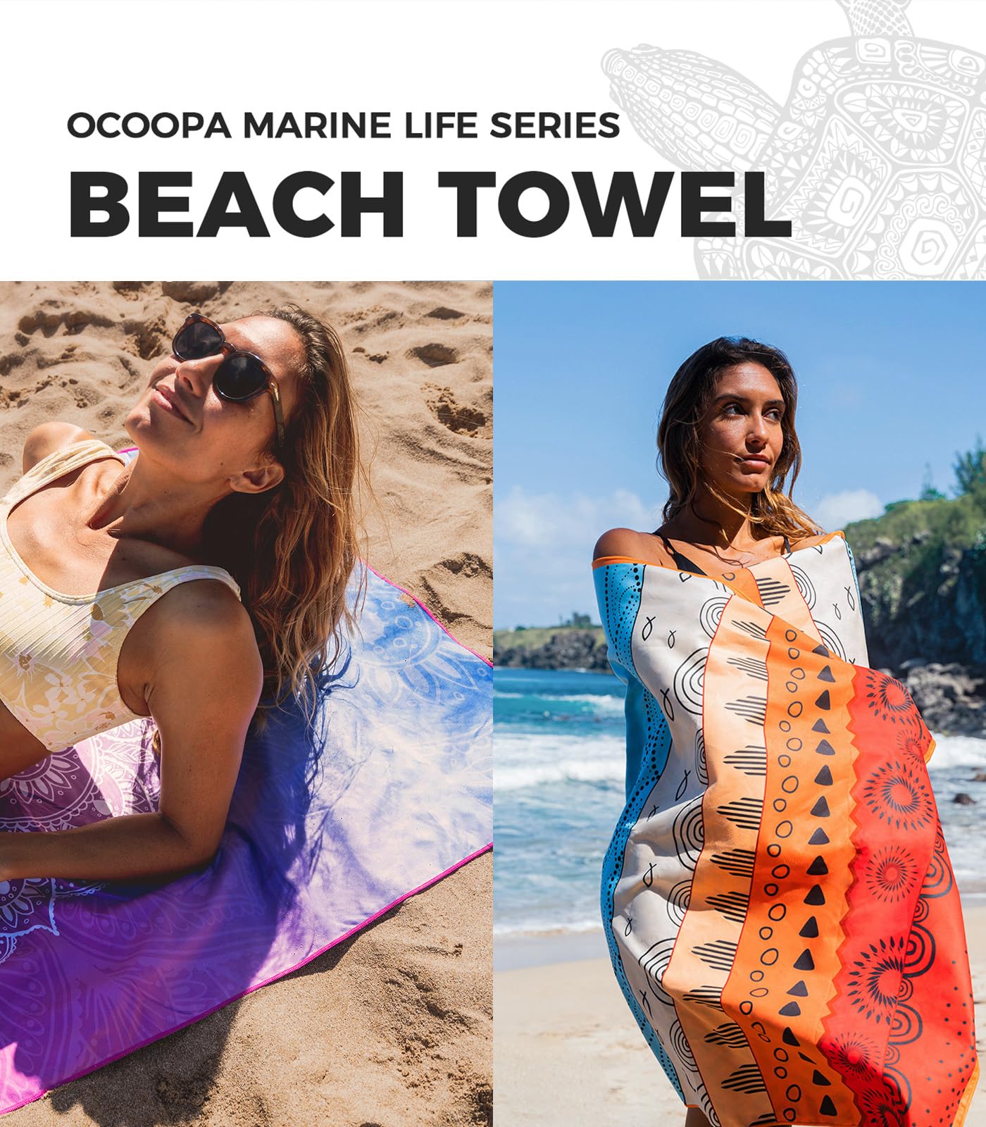 OCOOPA Microfiber Beach Towel Sand Free, Extra Large 71''X32'' Oversized Towels, Lightweight Compact Quick Dry Absorbent Pool Towel for Bath,Camping,Swimming,Travel Accessories