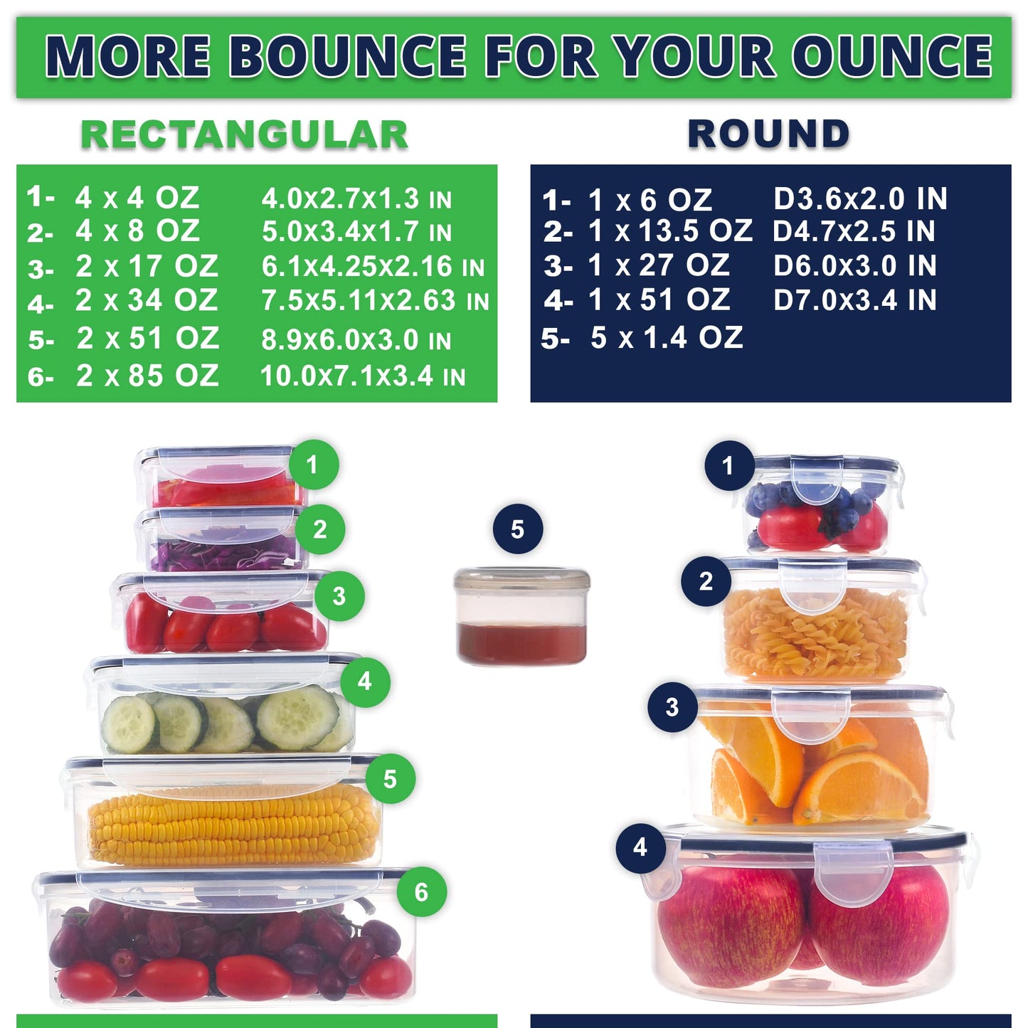 50 Pcs Large Food Storage Containers with Lids Airtight-85 oz to Sauces Box-Total 526Oz Stackable Kitchen Bowls Set Meal Prep Containers-BPA Free Leak proof Plastic Freezer Microwave safe