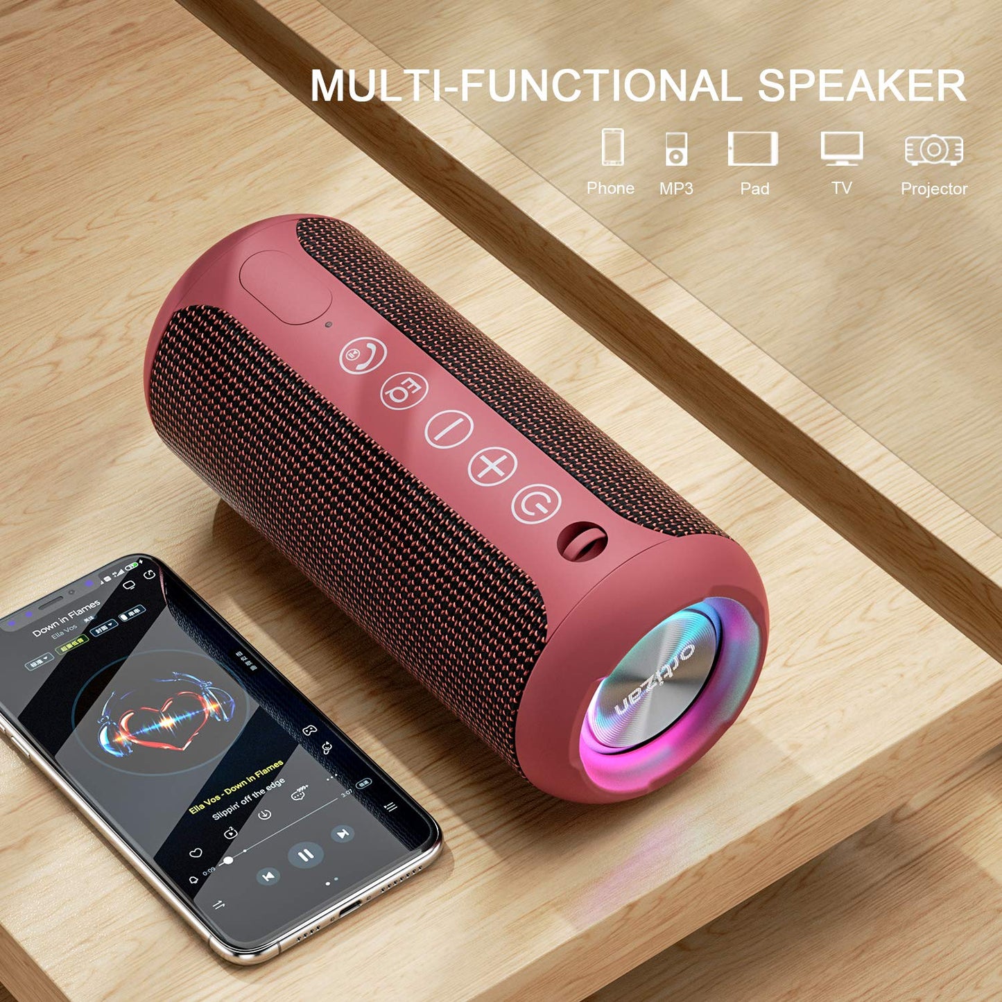 Ortizan Portable Bluetooth Speaker, IPX7 Waterproof Wireless Speaker with 24W Loud Stereo Sound, Outdoor Speakers with Bluetooth 5.0, 30H Playtime,66ft Bluetooth Range, Dual Pairing for Home