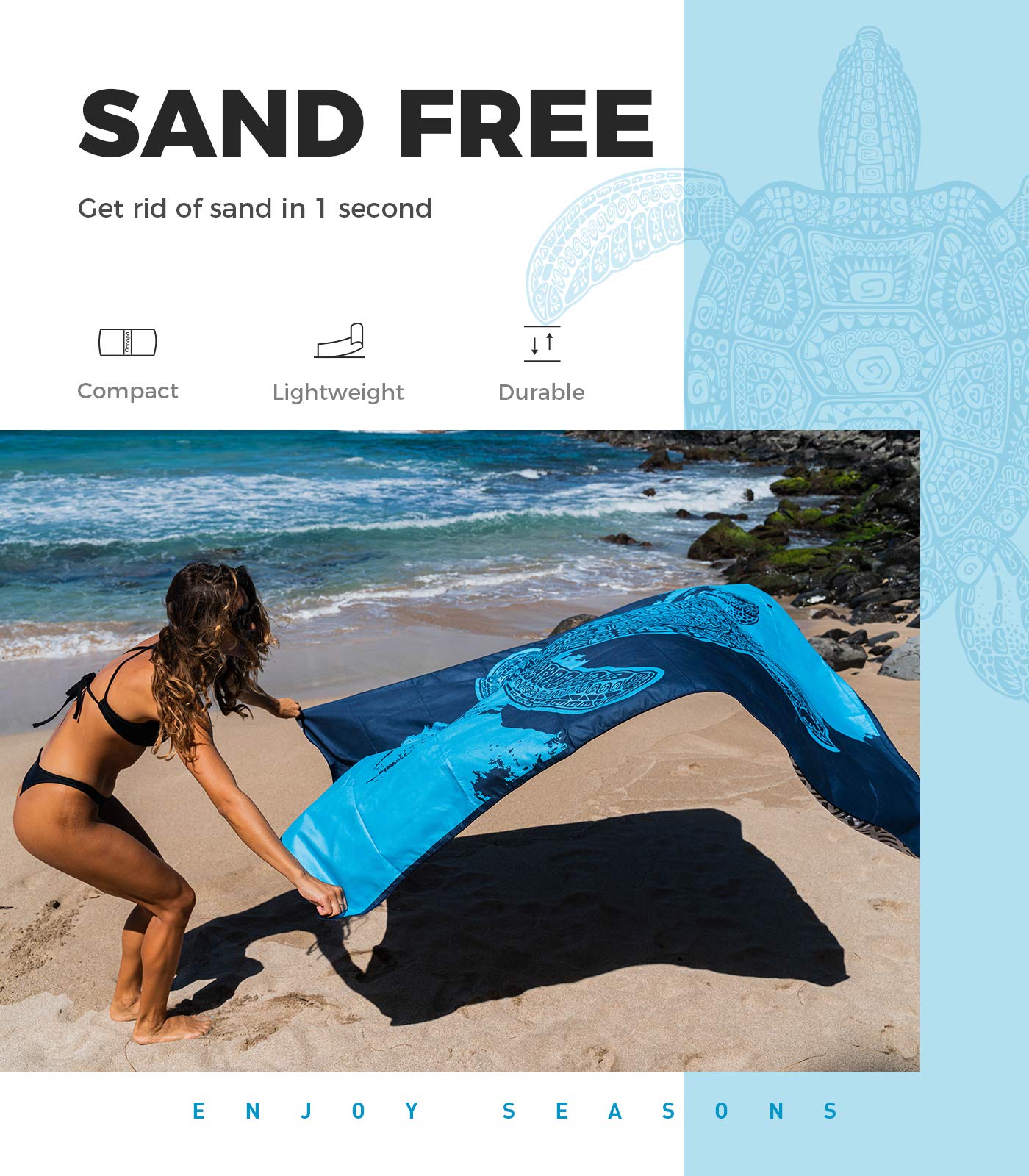 OCOOPA Microfiber Beach Towel Sand Free, Extra Large 71''X32'' Oversized Towels, Lightweight Compact Quick Dry Absorbent Pool Towel for Bath,Camping,Swimming,Travel Accessories