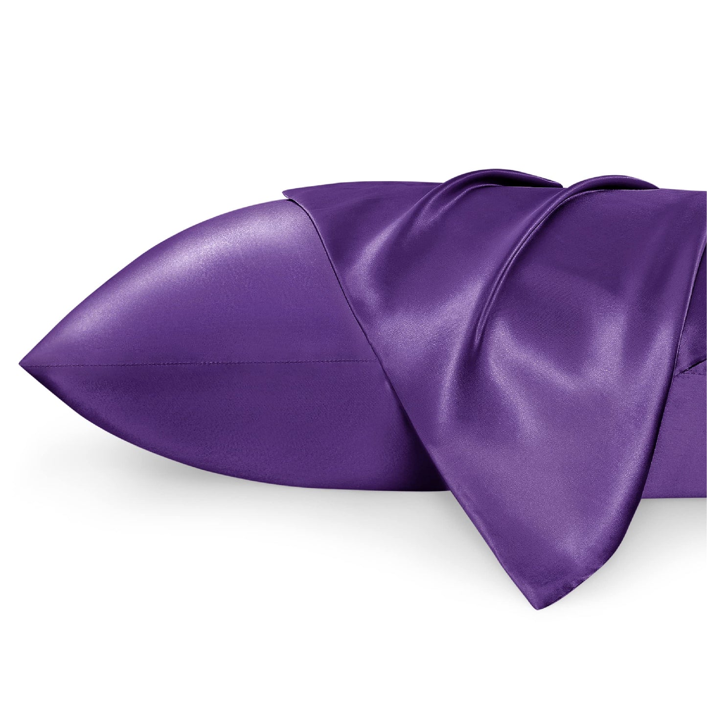 Bedsure Satin Pillow Case Queen Size 2 Pack - Similar to Silk Pillow Cases, Silky Pillowcase Covers for Hair and Skin with Envelope Closure, Gifts for Women Men, Grey, 20x30 Inches