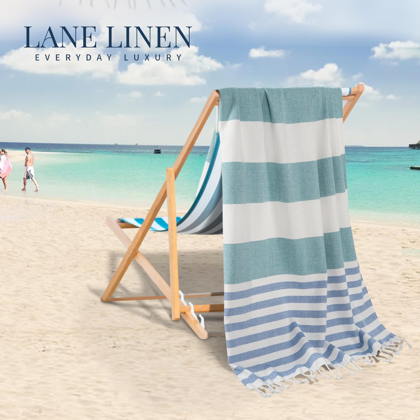 Lane Linen Beach Towels 6 Pack, Oversized Beach Towel, Pre-Washed Large Beach Towel, Stylish Pool Towels for Adults, Quick Dry Beach Towel, Lightweight Travel Towel, 39"x71" - Multi Colors
