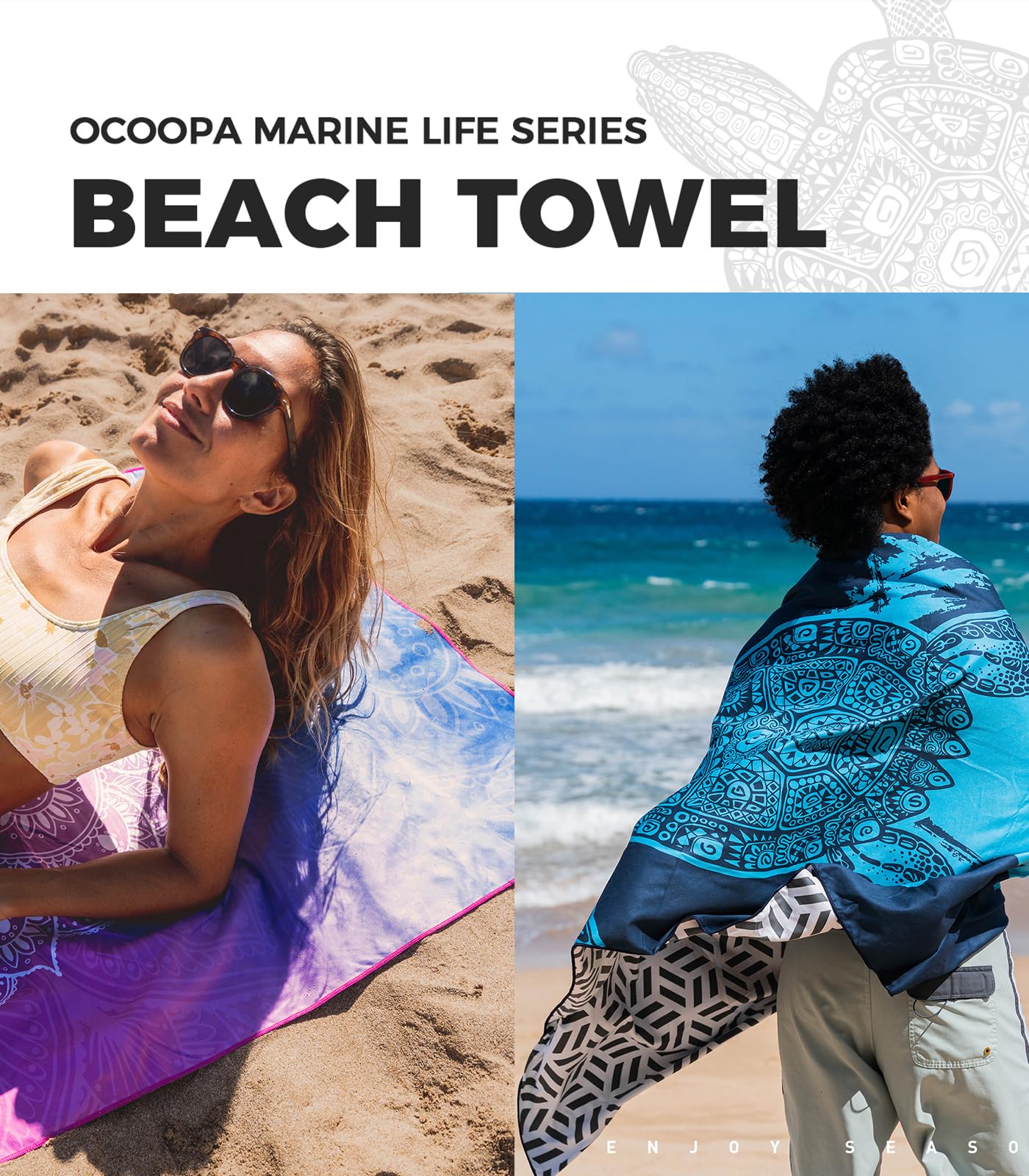 OCOOPA Microfiber Beach Towel Sand Free, Extra Large 71''X32'' Oversized Towels, Lightweight Compact Quick Dry Absorbent Pool Towel for Bath,Camping,Swimming,Travel Accessories