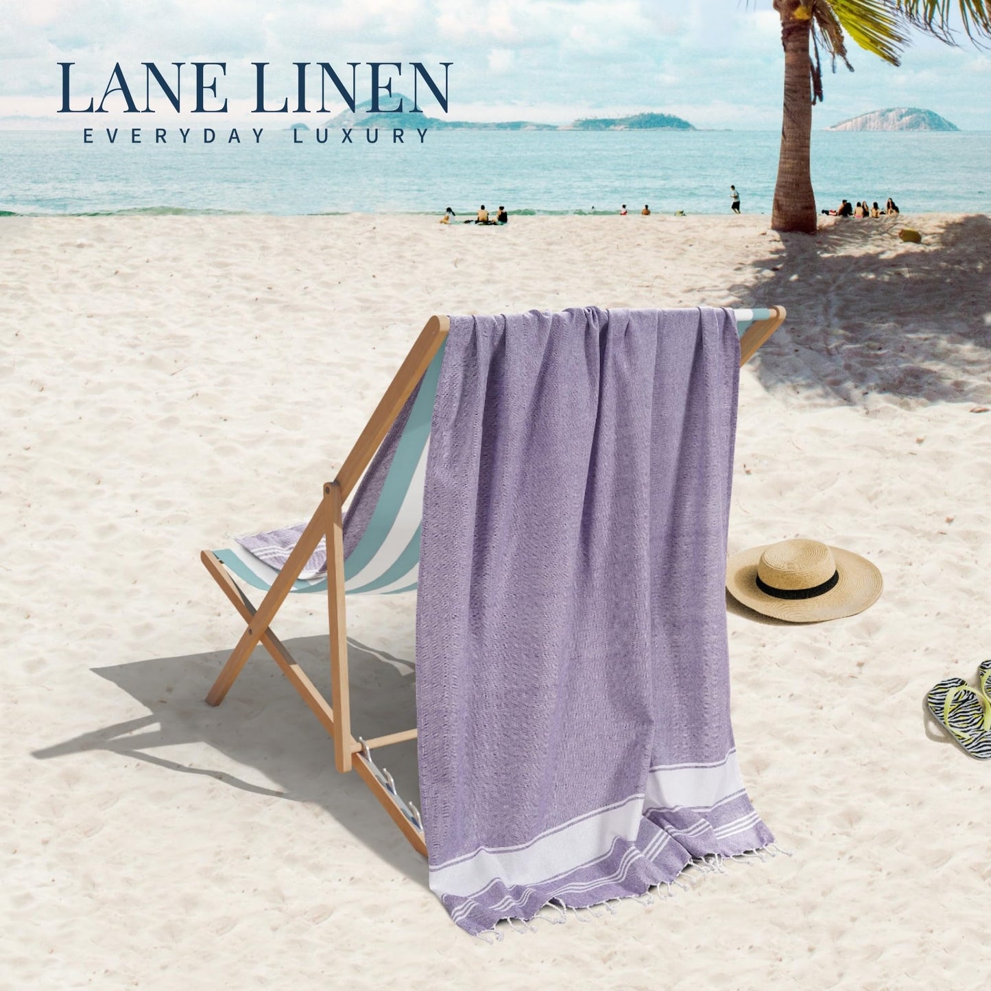 Lane Linen Beach Towels 6 Pack, Oversized Beach Towel, Pre-Washed Large Beach Towel, Stylish Pool Towels for Adults, Quick Dry Beach Towel, Lightweight Travel Towel, 39"x71" - Multi Colors