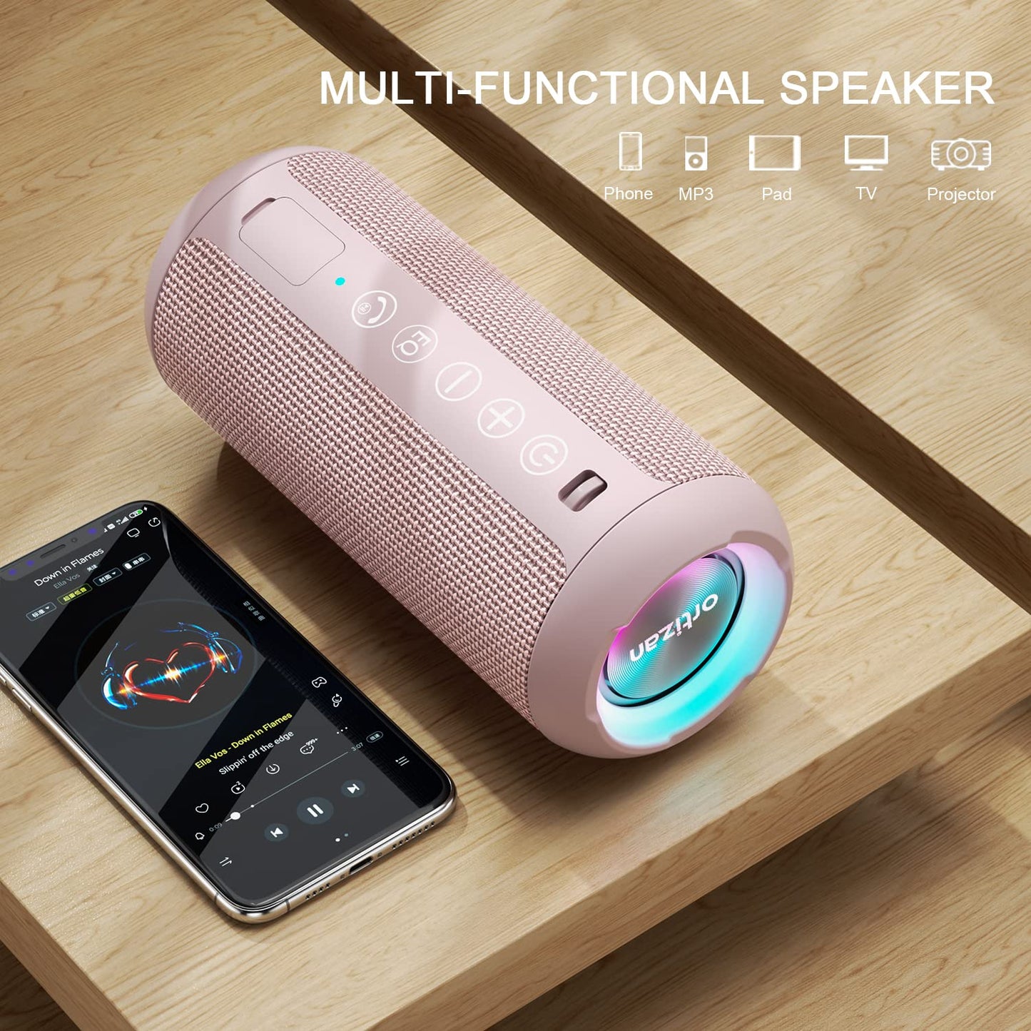Ortizan Portable Bluetooth Speaker, IPX7 Waterproof Wireless Speaker with 24W Loud Stereo Sound, Outdoor Speakers with Bluetooth 5.0, 30H Playtime,66ft Bluetooth Range, Dual Pairing for Home