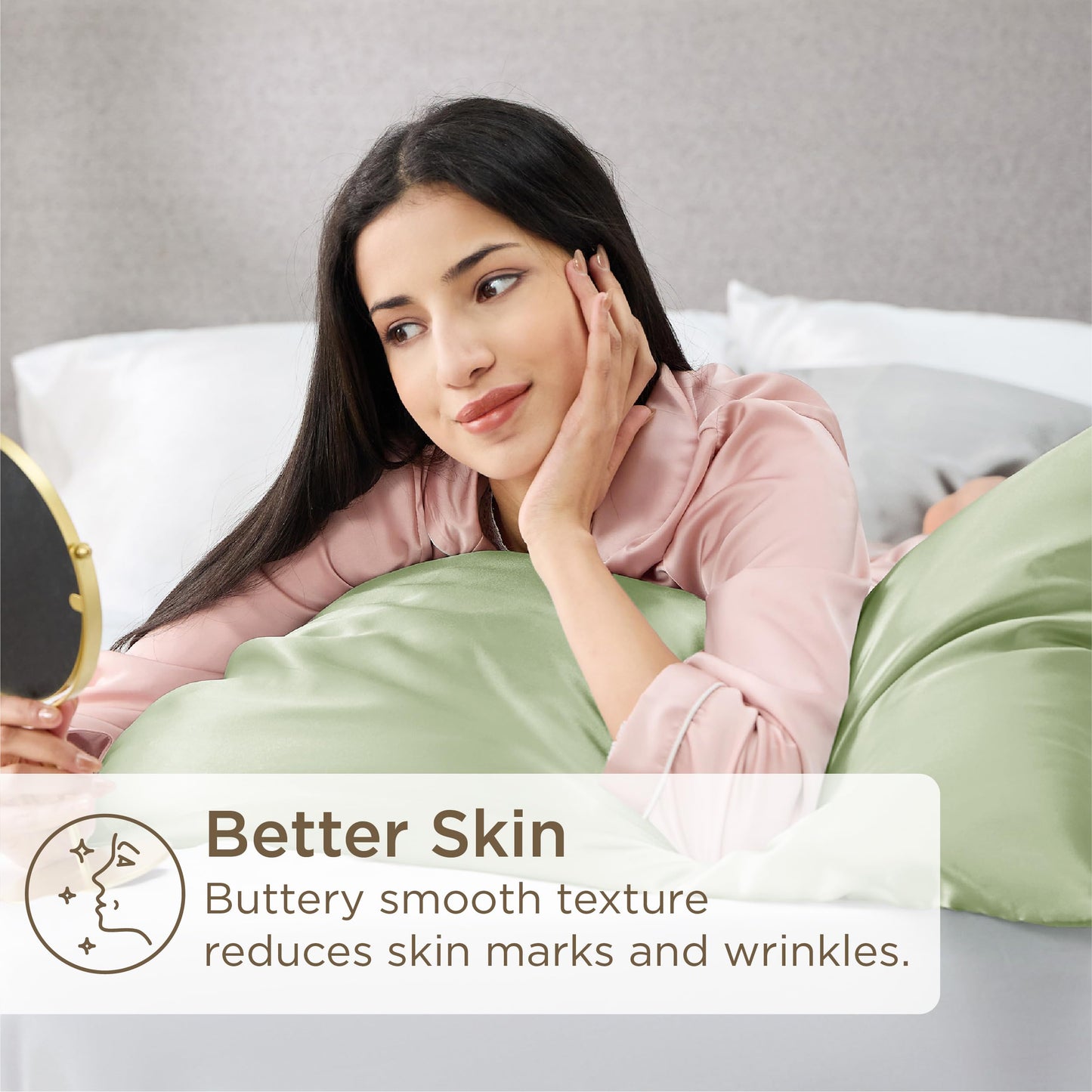 Bedsure Satin Pillow Case Queen Size 2 Pack - Similar to Silk Pillow Cases, Silky Pillowcase Covers for Hair and Skin with Envelope Closure, Gifts for Women Men, Grey, 20x30 Inches
