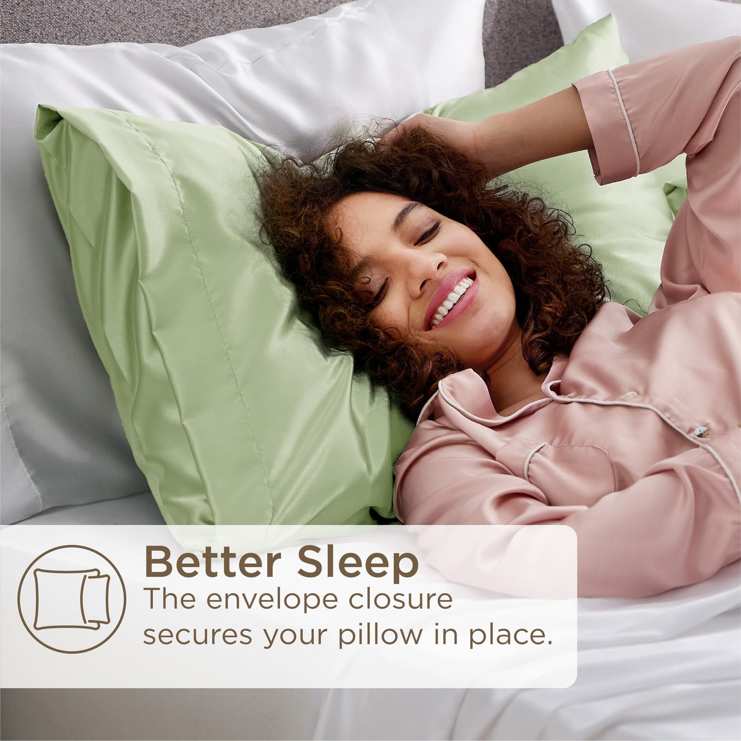 Bedsure Satin Pillow Case Queen Size 2 Pack - Similar to Silk Pillow Cases, Silky Pillowcase Covers for Hair and Skin with Envelope Closure, Gifts for Women Men, Grey, 20x30 Inches