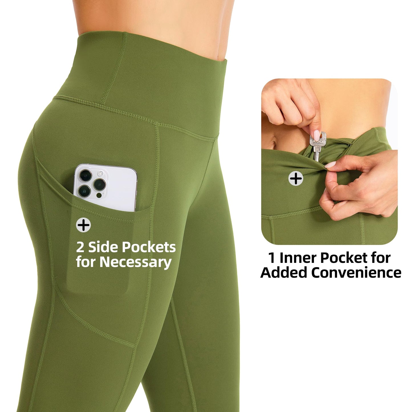 GymCope Leggings for Women with Tummy Control, 3 Pockets Yoga Pants, Non-See-Through Fabric for Yoga, Running, Gym