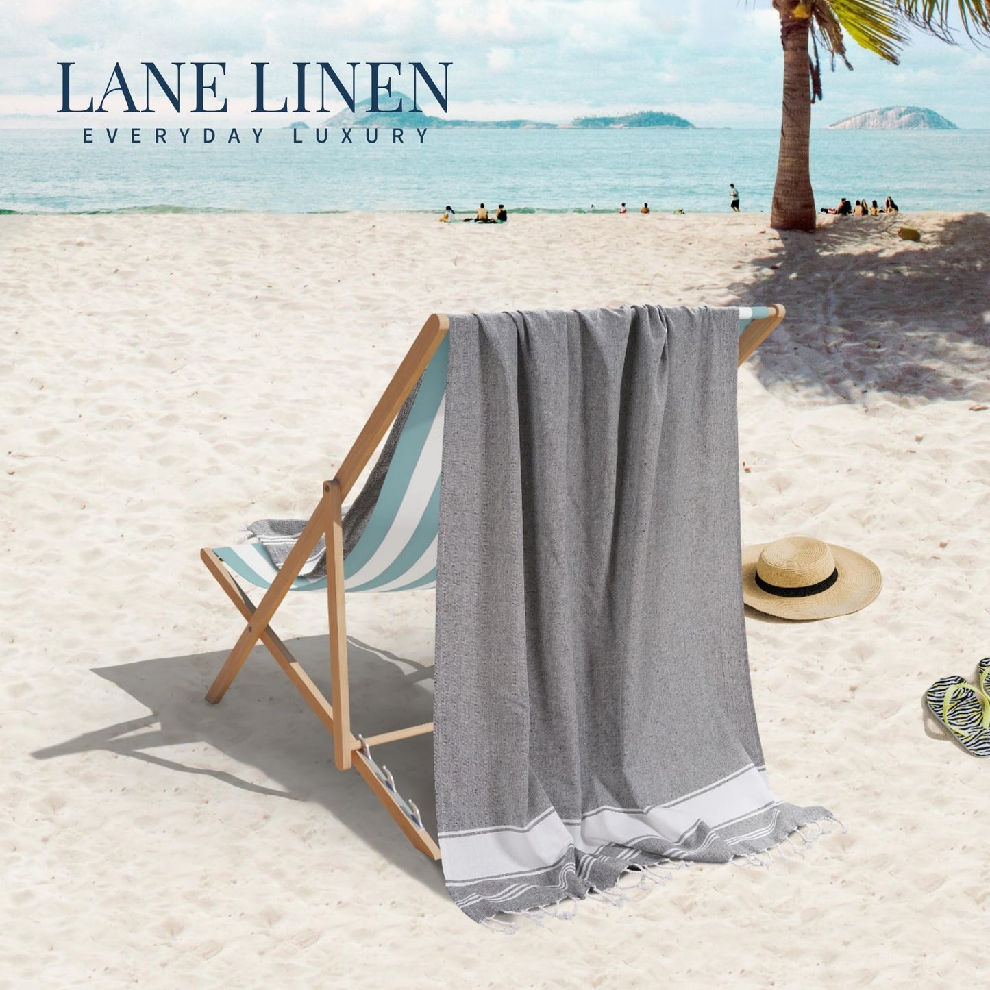 Lane Linen Beach Towels 6 Pack, Oversized Beach Towel, Pre-Washed Large Beach Towel, Stylish Pool Towels for Adults, Quick Dry Beach Towel, Lightweight Travel Towel, 39"x71" - Multi Colors