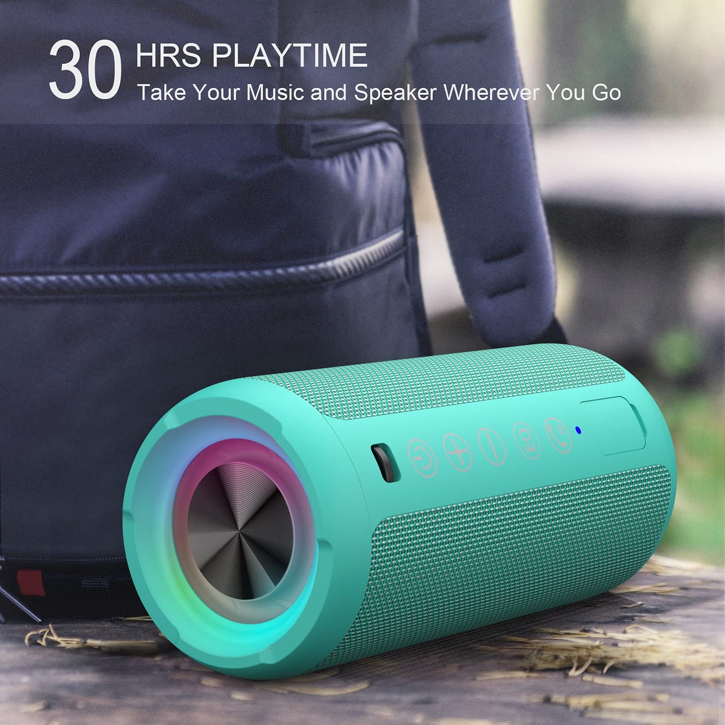 Ortizan Portable Bluetooth Speaker, IPX7 Waterproof Wireless Speaker with 24W Loud Stereo Sound, Outdoor Speakers with Bluetooth 5.0, 30H Playtime,66ft Bluetooth Range, Dual Pairing for Home