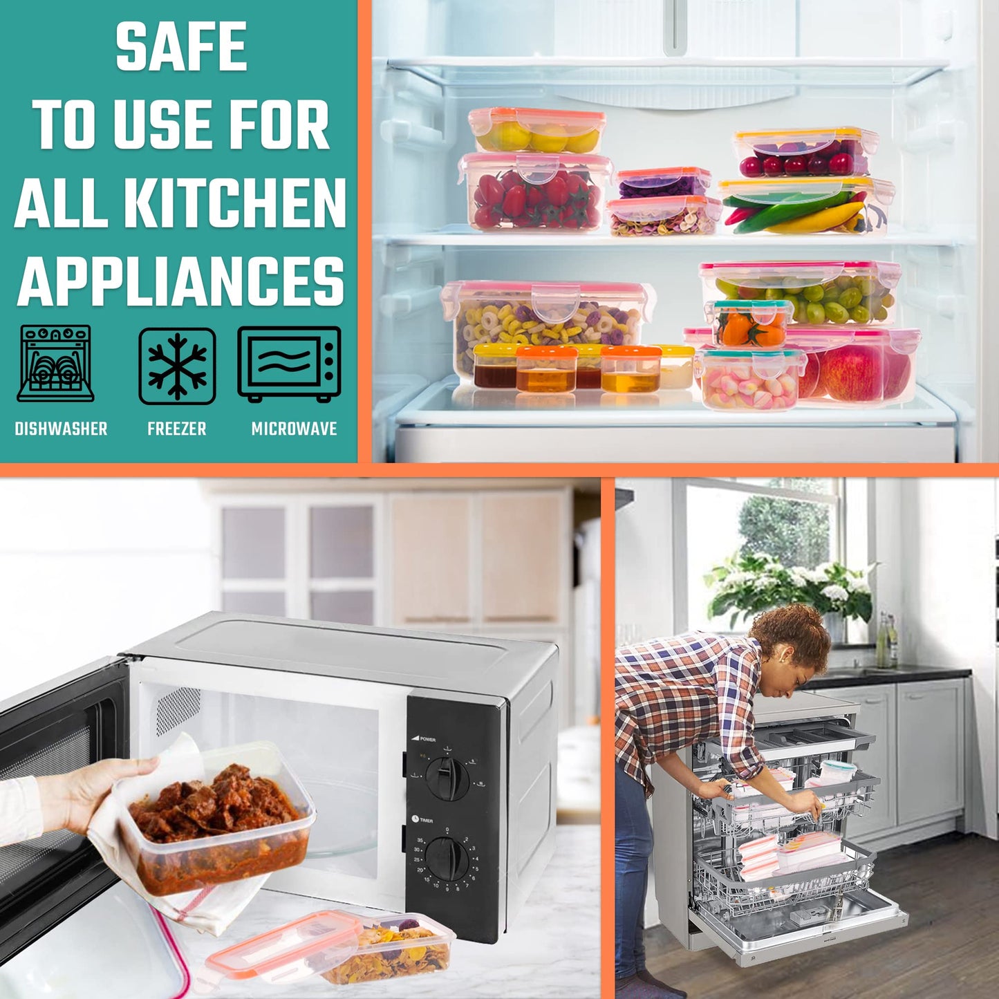 50 Pcs Large Food Storage Containers with Lids Airtight-85 oz to Sauces Box-Total 526Oz Stackable Kitchen Bowls Set Meal Prep Containers-BPA Free Leak proof Plastic Freezer Microwave safe