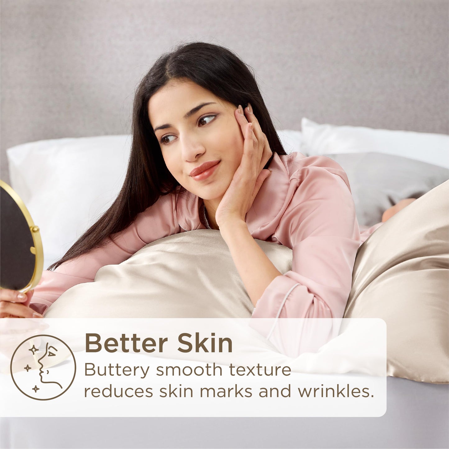 Bedsure Satin Pillow Case Queen Size 2 Pack - Similar to Silk Pillow Cases, Silky Pillowcase Covers for Hair and Skin with Envelope Closure, Gifts for Women Men, Grey, 20x30 Inches