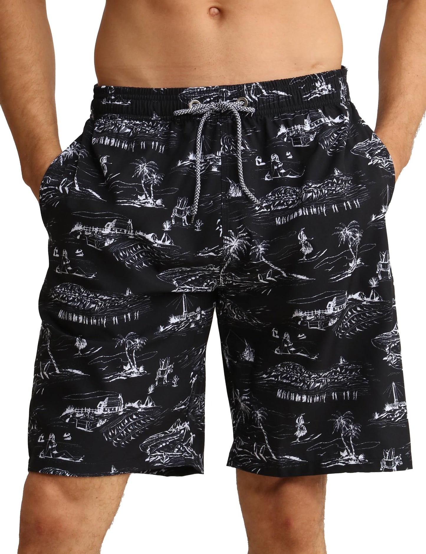 Men's Swim Trunks Quick Dry Swim Shorts 9" Inseam Bathing Suit with Mesh Lining