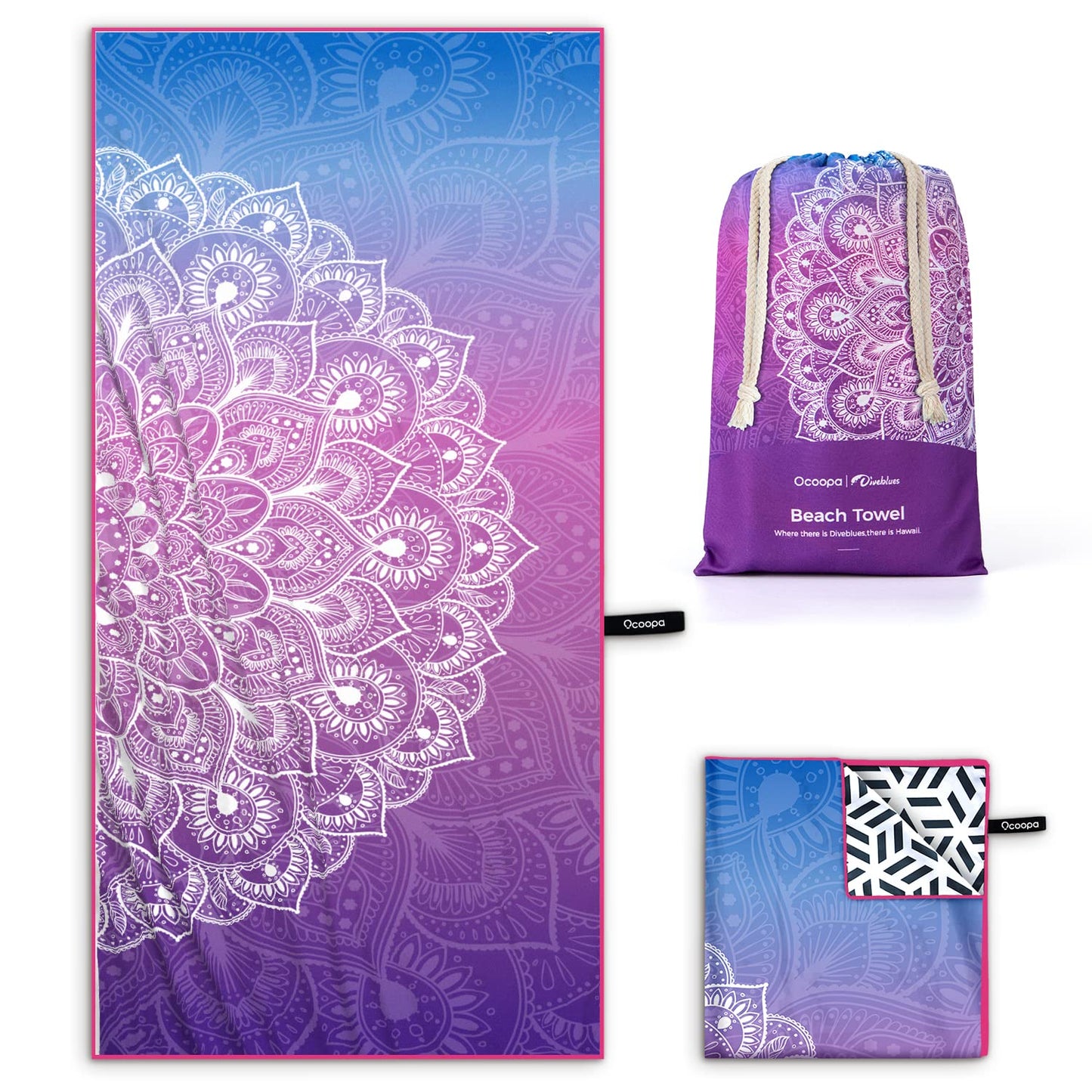 OCOOPA Microfiber Beach Towel Sand Free, Extra Large 71''X32'' Oversized Towels, Lightweight Compact Quick Dry Absorbent Pool Towel for Bath,Camping,Swimming,Travel Accessories