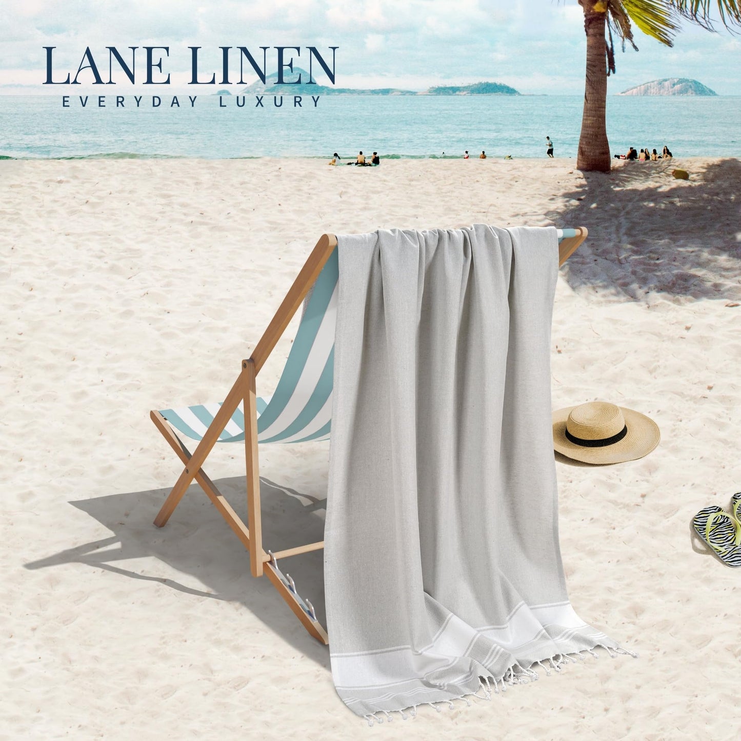 Lane Linen Beach Towels 6 Pack, Oversized Beach Towel, Pre-Washed Large Beach Towel, Stylish Pool Towels for Adults, Quick Dry Beach Towel, Lightweight Travel Towel, 39"x71" - Multi Colors