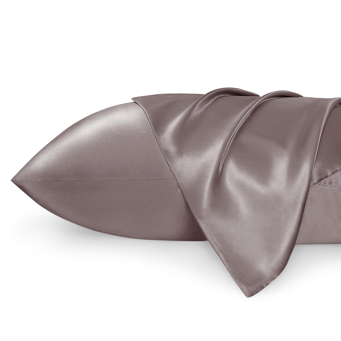 Bedsure Satin Pillow Case Queen Size 2 Pack - Similar to Silk Pillow Cases, Silky Pillowcase Covers for Hair and Skin with Envelope Closure, Gifts for Women Men, Grey, 20x30 Inches