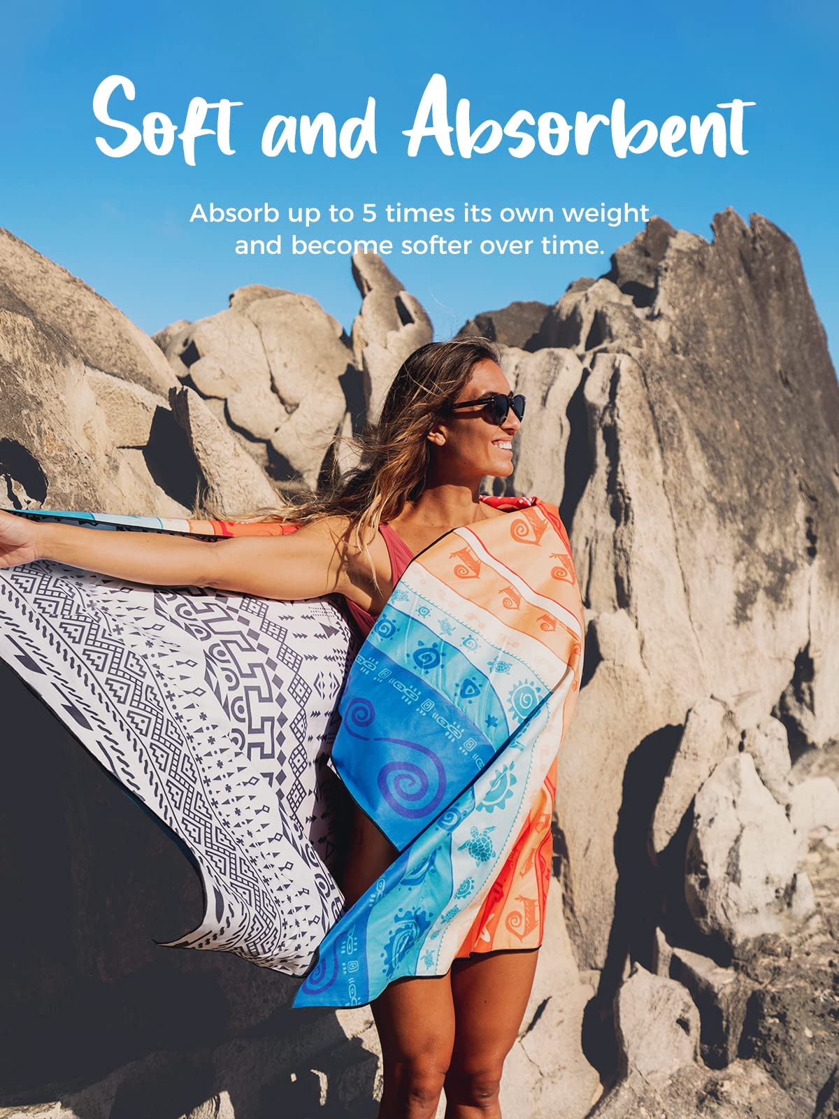OCOOPA Microfiber Beach Towel Sand Free, Extra Large 71''X32'' Oversized Towels, Lightweight Compact Quick Dry Absorbent Pool Towel for Bath,Camping,Swimming,Travel Accessories