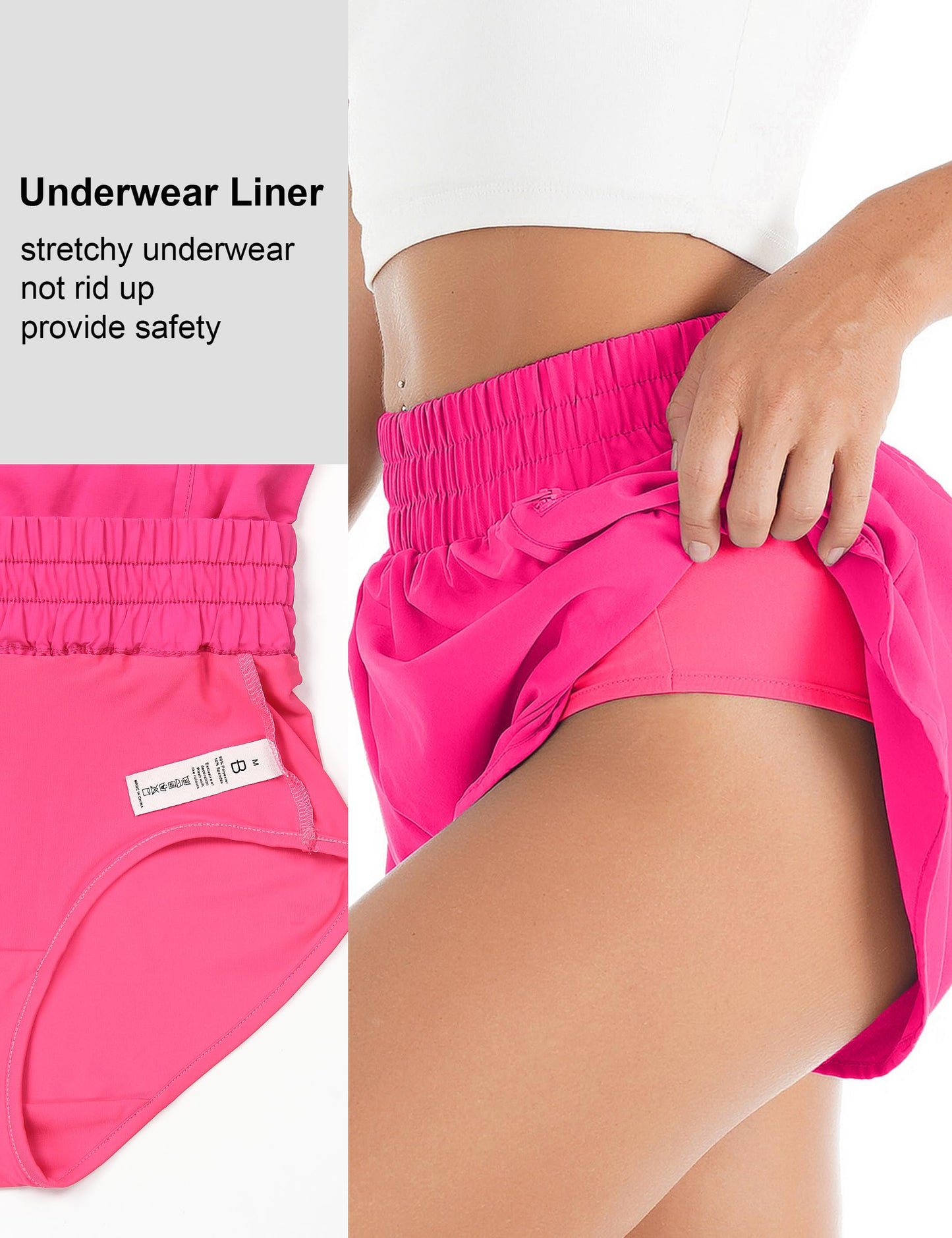 Women's Quick-Dry Running Shorts Workout Sport Layer Active Shorts with Pockets 1.75