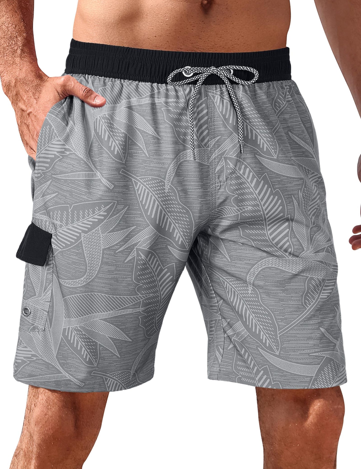 Men's Swim Trunks Quick Dry Swim Shorts 9" Inseam Bathing Suit with Mesh Lining