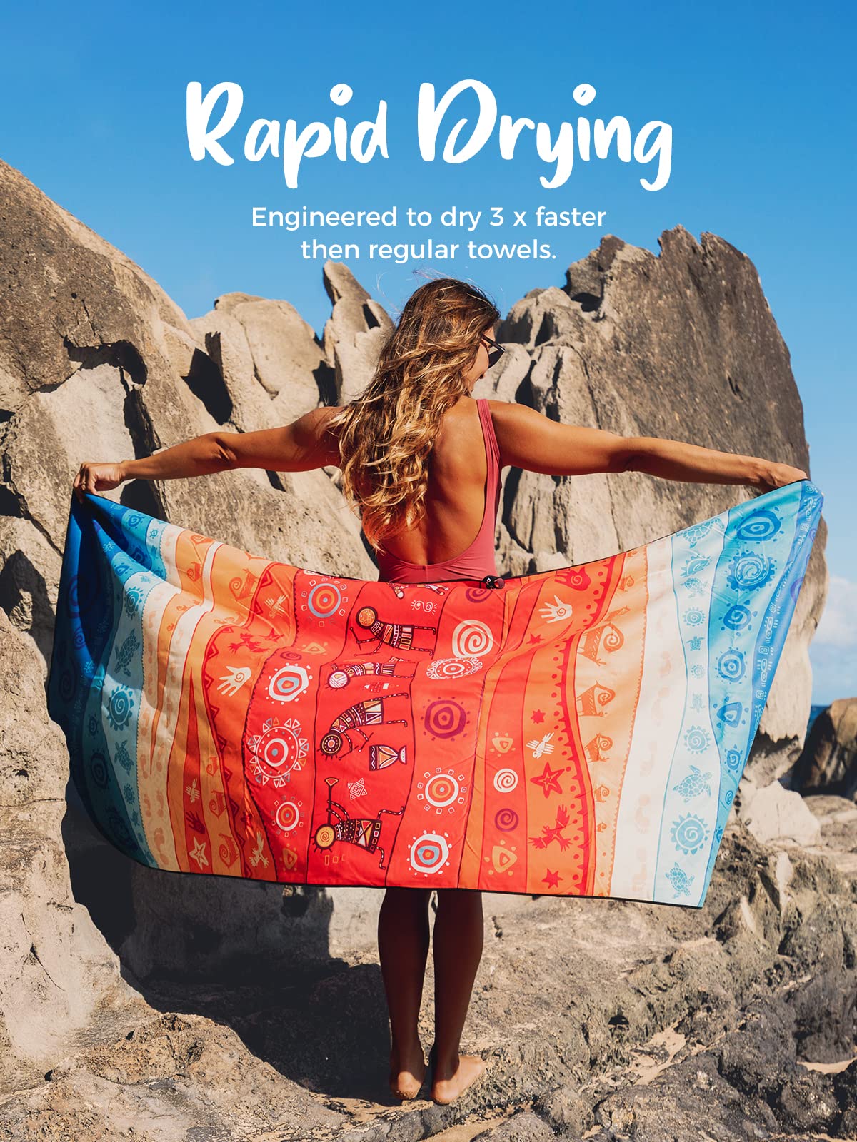 OCOOPA Microfiber Beach Towel Sand Free, Extra Large 71''X32'' Oversized Towels, Lightweight Compact Quick Dry Absorbent Pool Towel for Bath,Camping,Swimming,Travel Accessories