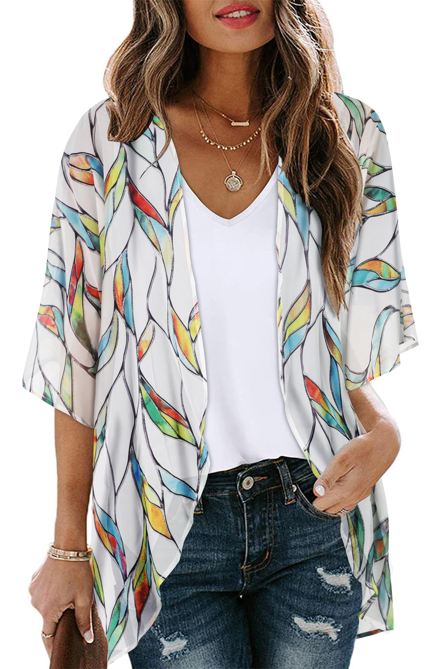 CHICALLURE Womens Summer Tops Kimono Cardigan Floral Beach Cover up Casual Jackets Shirts