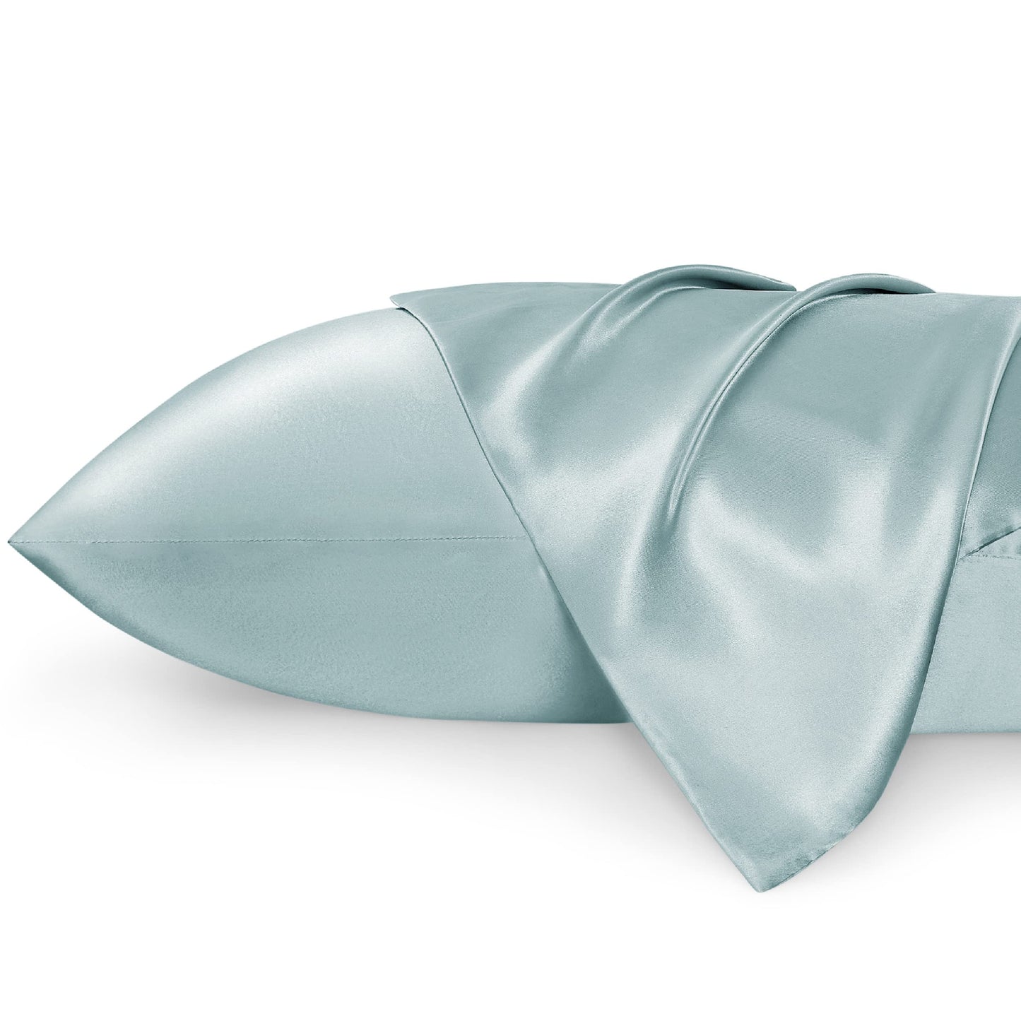 Bedsure Satin Pillow Case Queen Size 2 Pack - Similar to Silk Pillow Cases, Silky Pillowcase Covers for Hair and Skin with Envelope Closure, Gifts for Women Men, Grey, 20x30 Inches