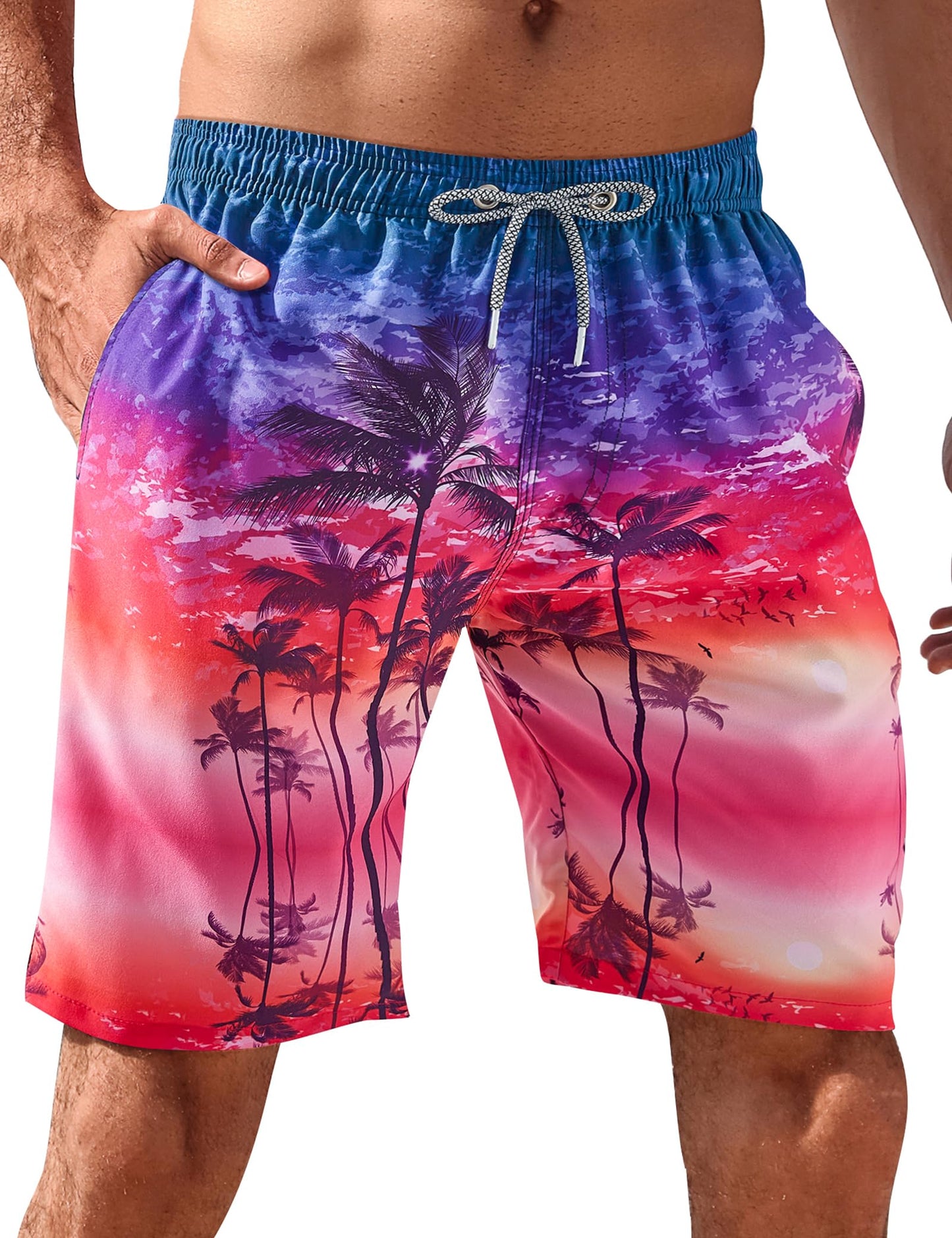 Men's Swim Trunks Quick Dry Swim Shorts 9" Inseam Bathing Suit with Mesh Lining