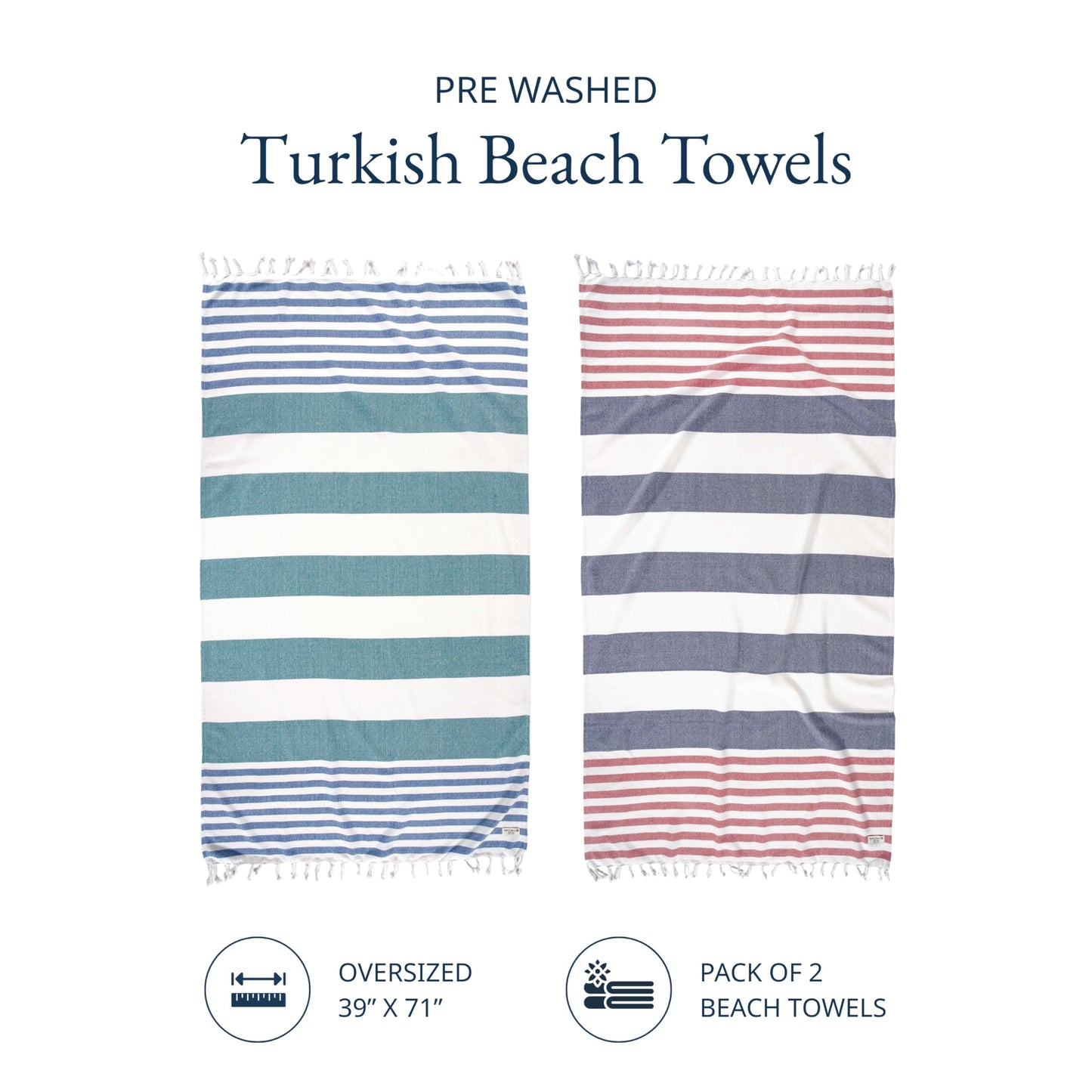 Lane Linen Beach Towels 6 Pack, Oversized Beach Towel, Pre-Washed Large Beach Towel, Stylish Pool Towels for Adults, Quick Dry Beach Towel, Lightweight Travel Towel, 39"x71" - Multi Colors