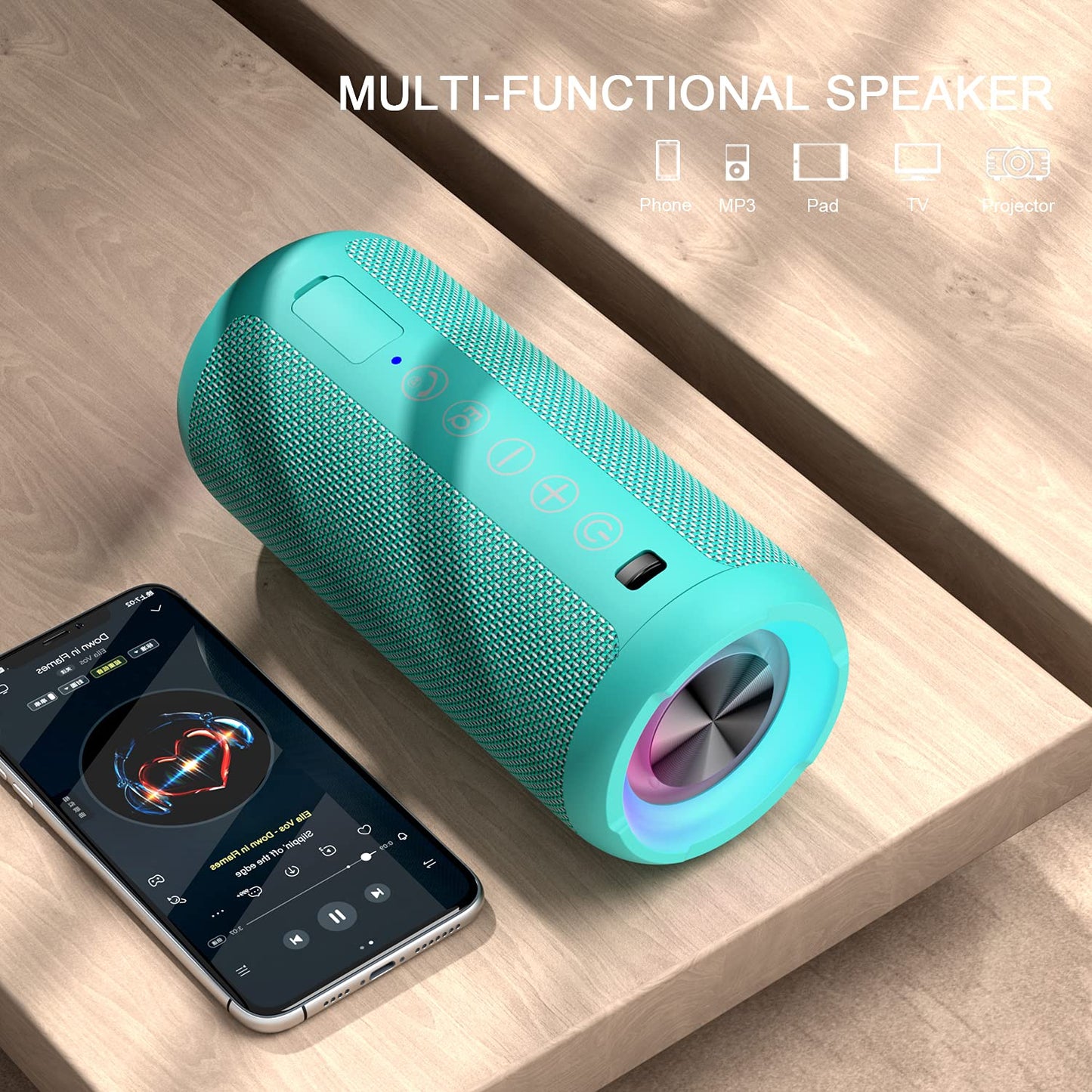 Ortizan Portable Bluetooth Speaker, IPX7 Waterproof Wireless Speaker with 24W Loud Stereo Sound, Outdoor Speakers with Bluetooth 5.0, 30H Playtime,66ft Bluetooth Range, Dual Pairing for Home
