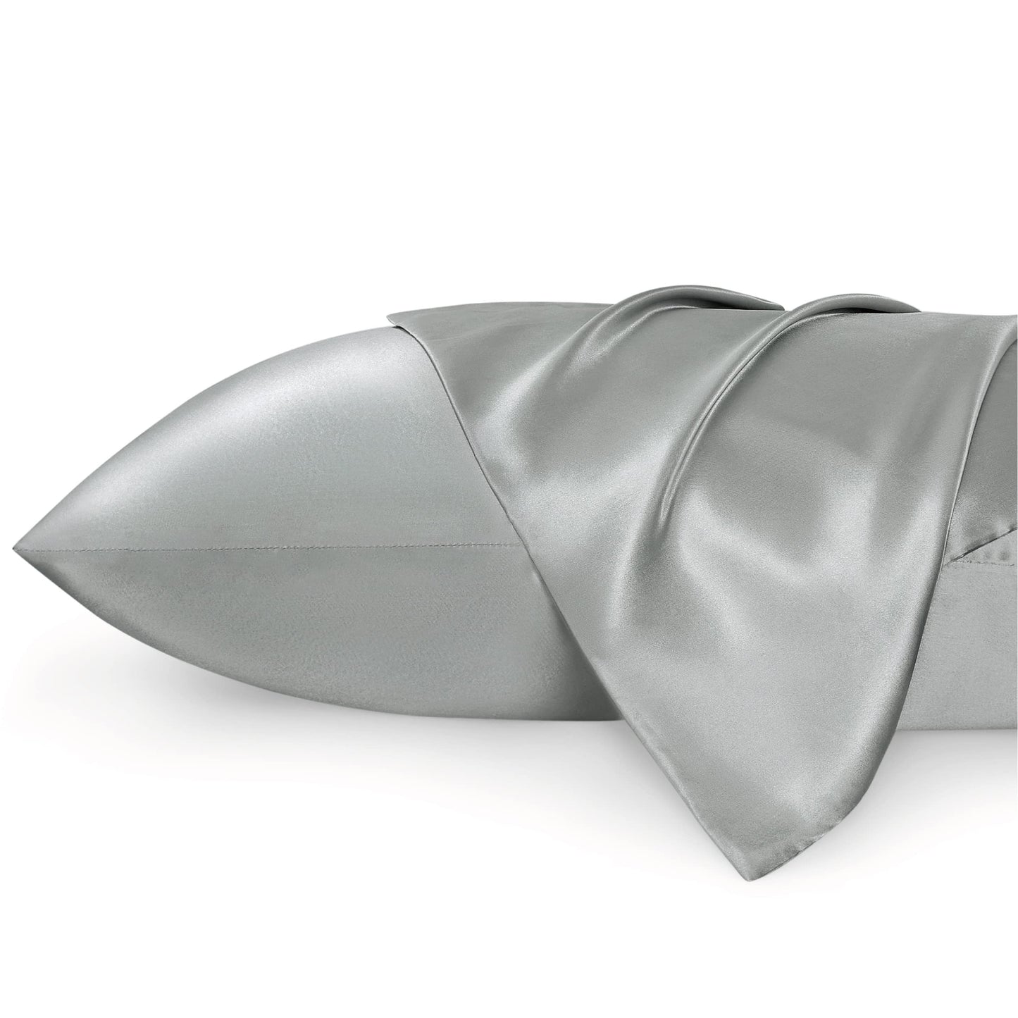 Bedsure Satin Pillow Case Queen Size 2 Pack - Similar to Silk Pillow Cases, Silky Pillowcase Covers for Hair and Skin with Envelope Closure, Gifts for Women Men, Grey, 20x30 Inches