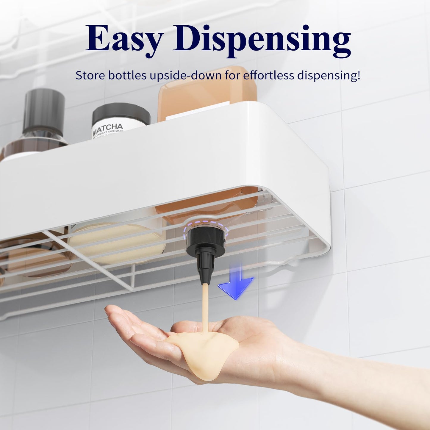 Kitsure Large Shower Caddy - 2 Pack Adhesive Shower Organizer, Drill-Free Shower Shelves for Inside Shower, Rustproof Bathroom Shelf Shower Shelf for Bathroom, Black