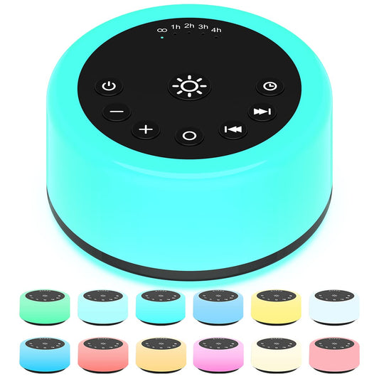 Sound Machines White Noise Machine 12 Colors Night Lights with 30 Soothing Sounds Sleep Machine with 5 Timers Portable for Home Travel and Office-Black